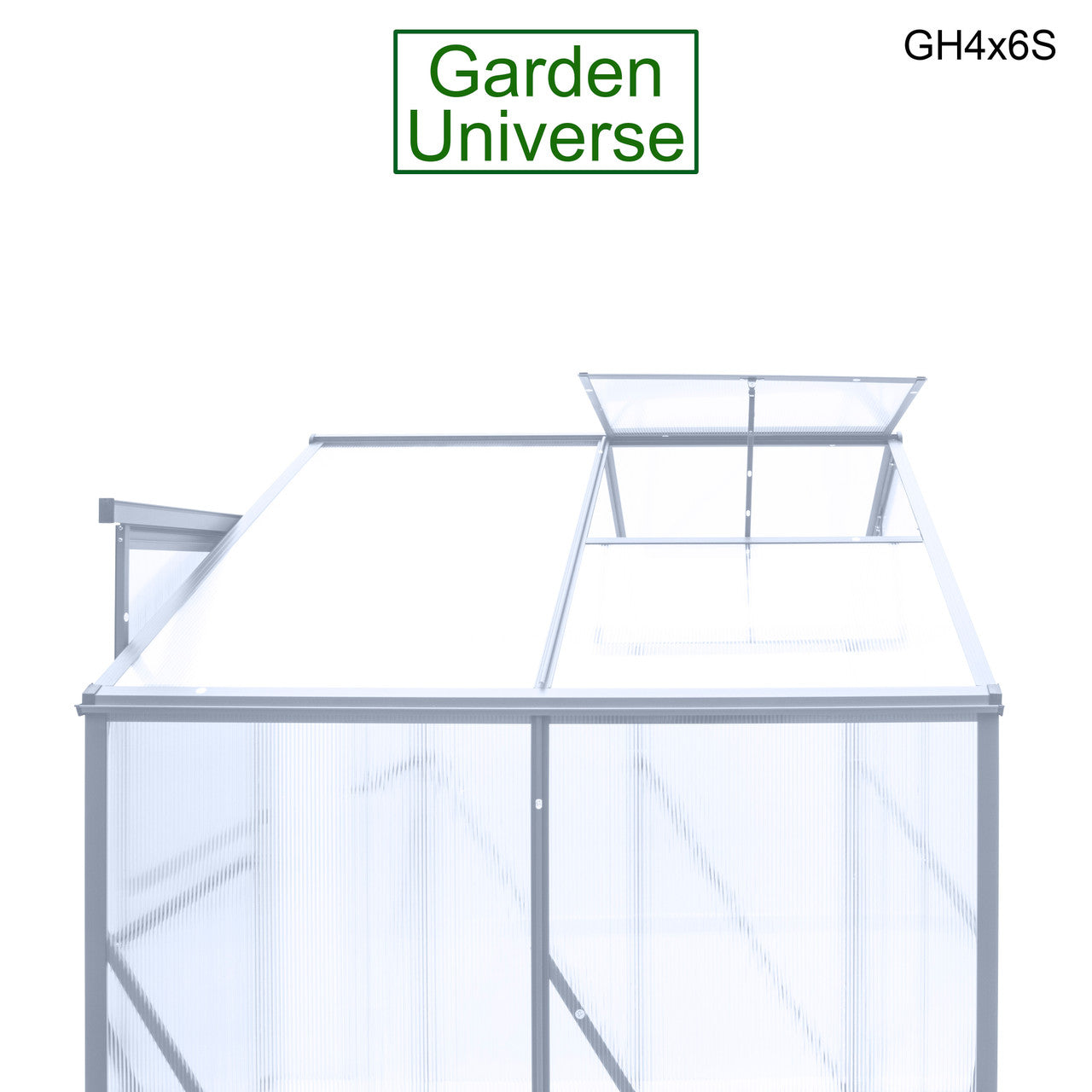 Greenhouse 6' x 4' Silver Aluminium Frame Polycarbonate Panels and Free Base