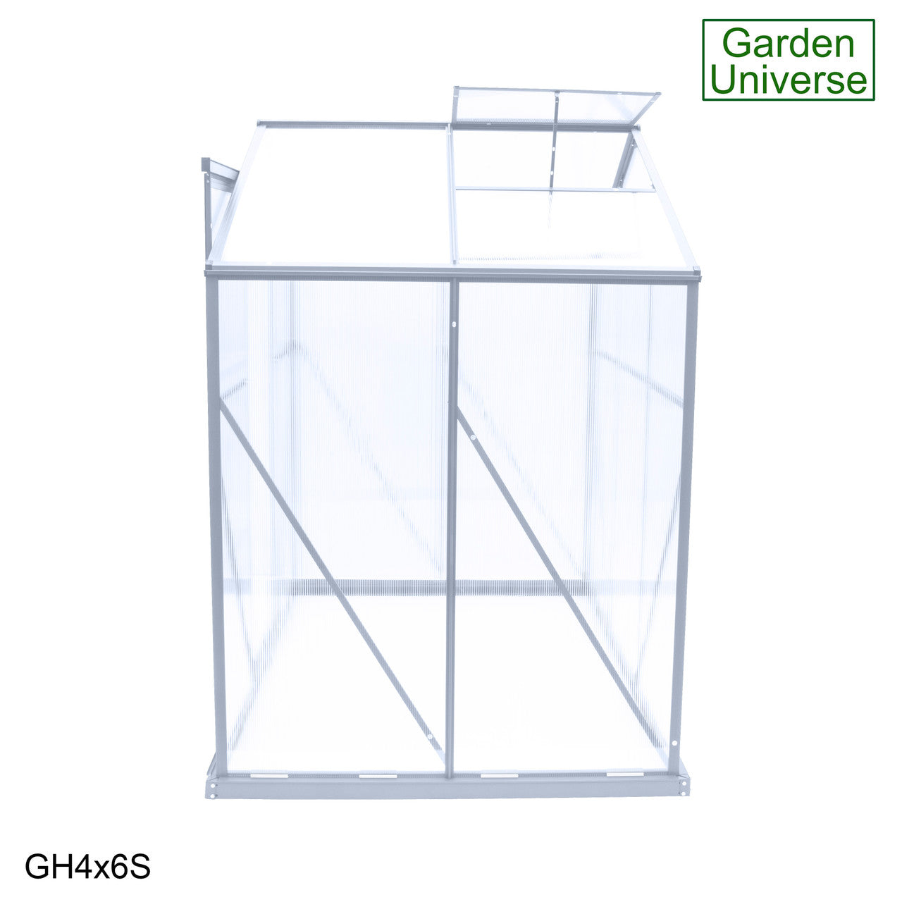 Greenhouse 6' x 4' Silver Aluminium Frame Polycarbonate Panels and Free Base
