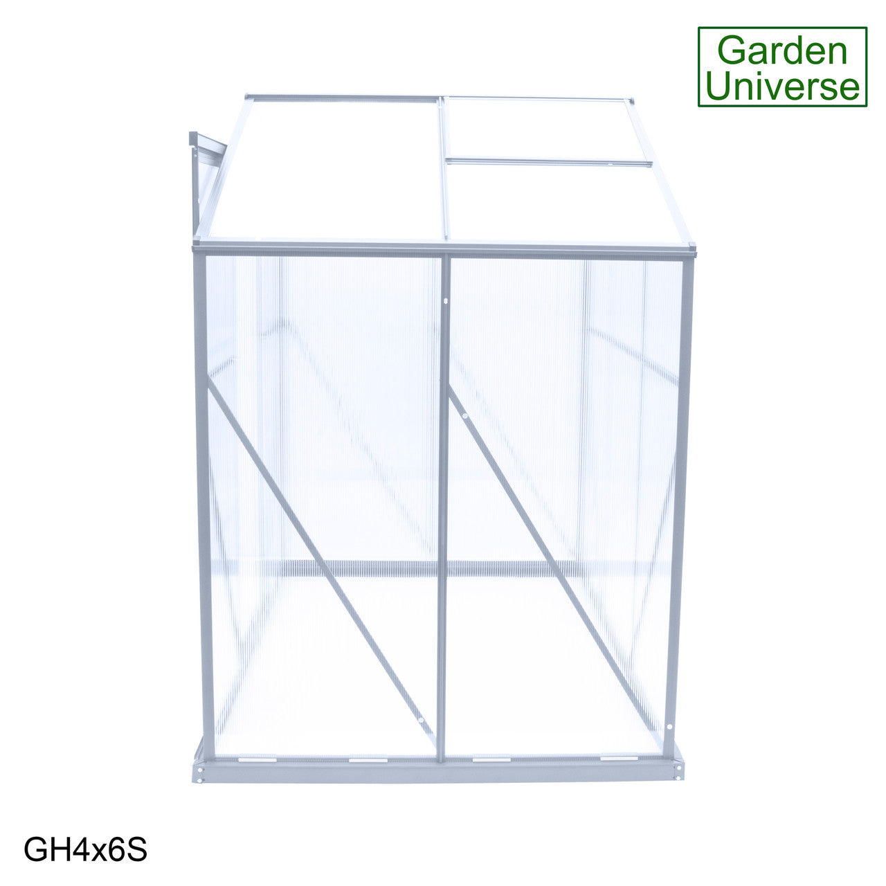 Greenhouse 6' x 4' Silver Aluminium Frame Polycarbonate Panels and Free Base