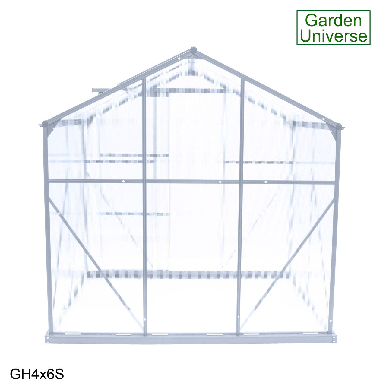 Greenhouse 6' x 4' Silver Aluminium Frame Polycarbonate Panels and Free Base