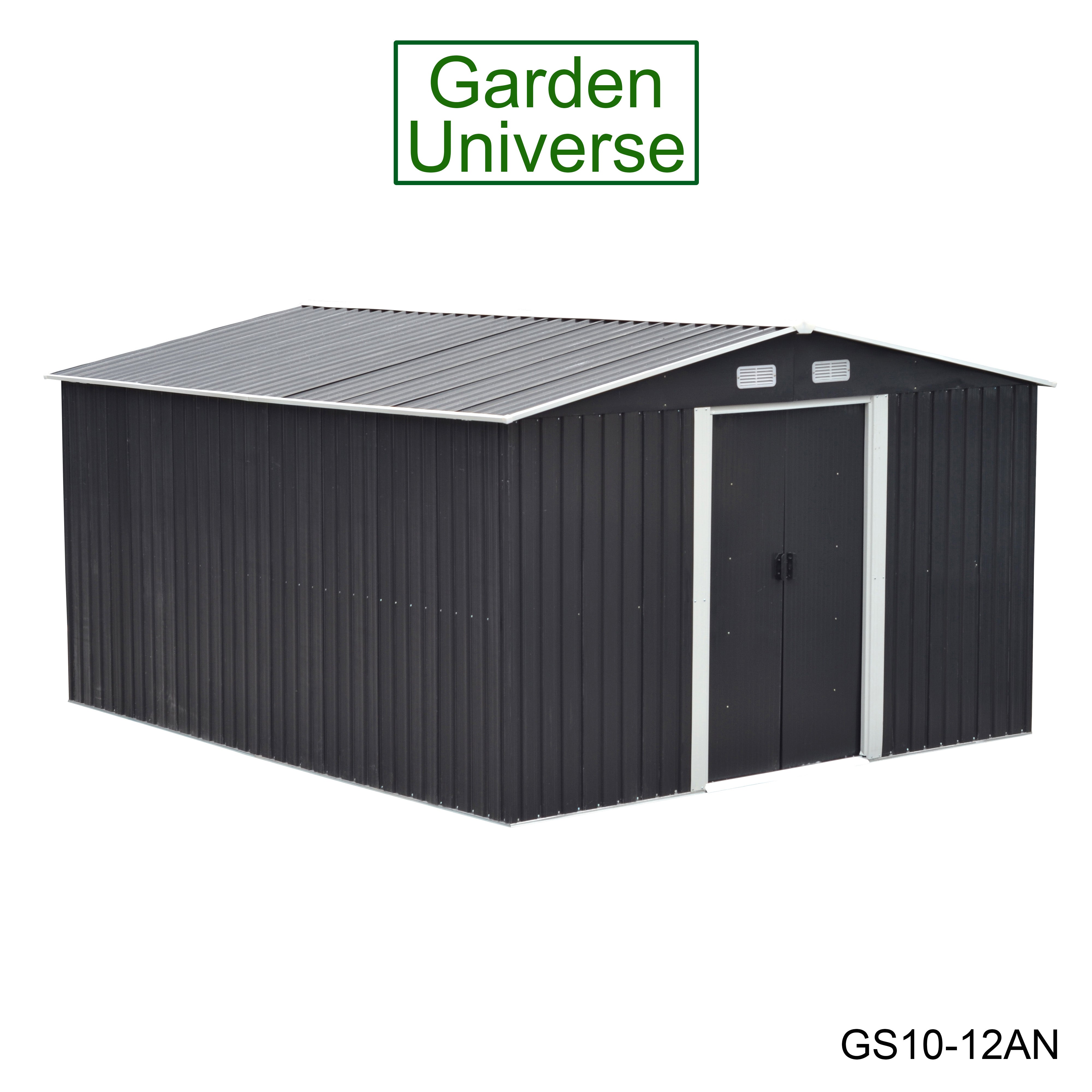 Metal Garden Shed 10' x 12' Storage in Anthracite with Base Frame GS10-12AN