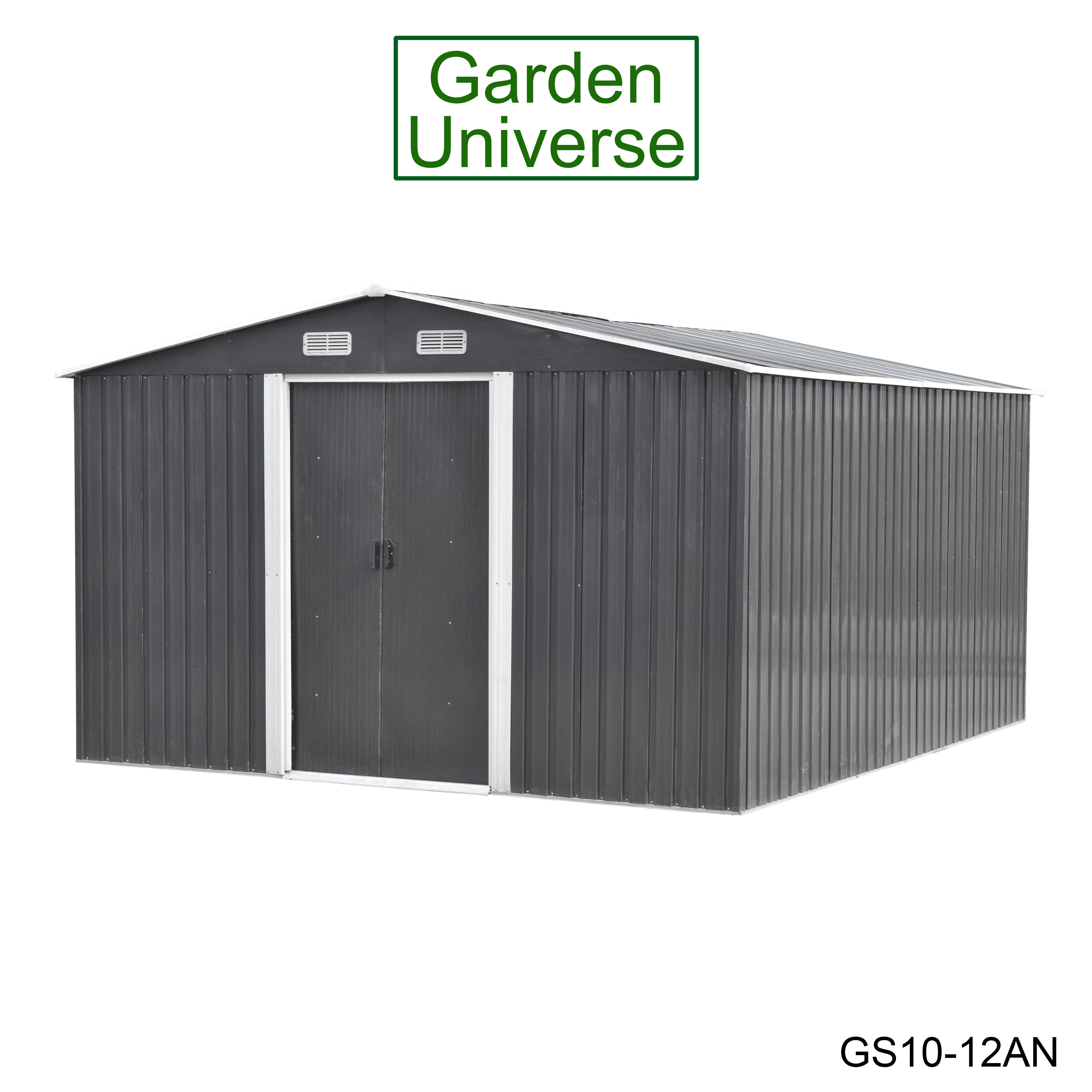 Metal Garden Shed 10' x 12' Storage in Anthracite with Base Frame GS10-12AN