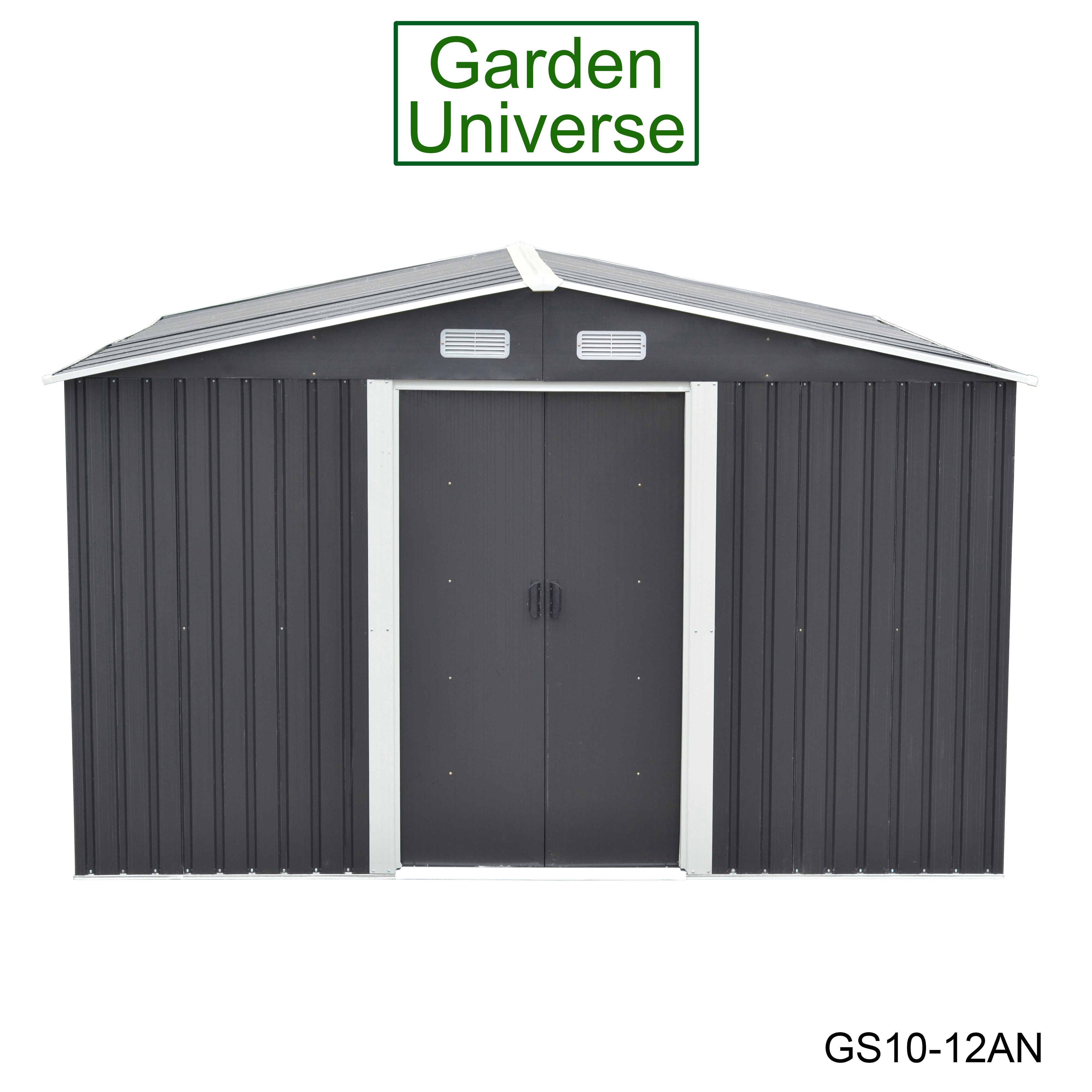 Metal Garden Shed 10' x 12' Storage in Anthracite with Base Frame GS10-12AN