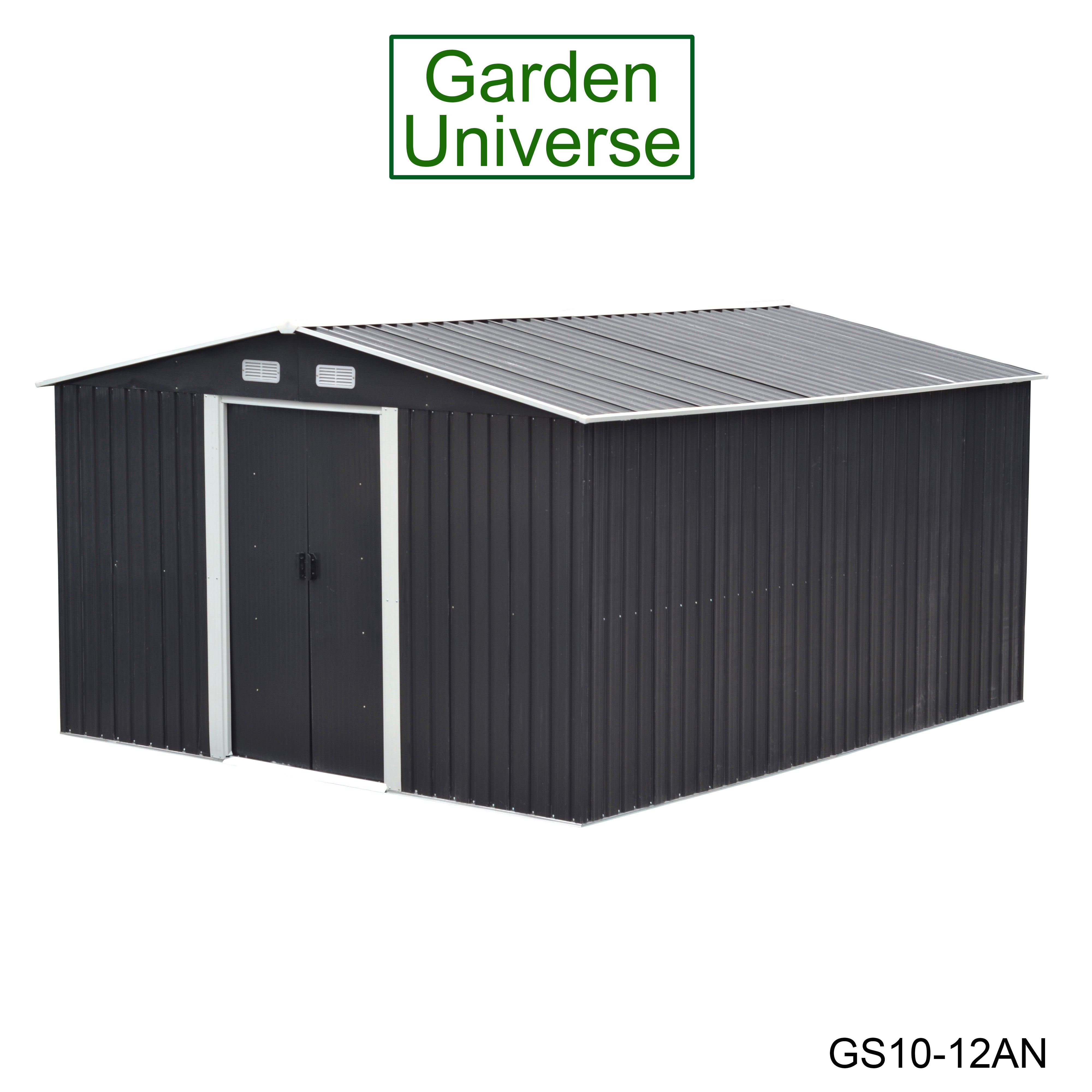 Metal Garden Shed 10' x 12' Storage in Anthracite with Base Frame GS10-12AN