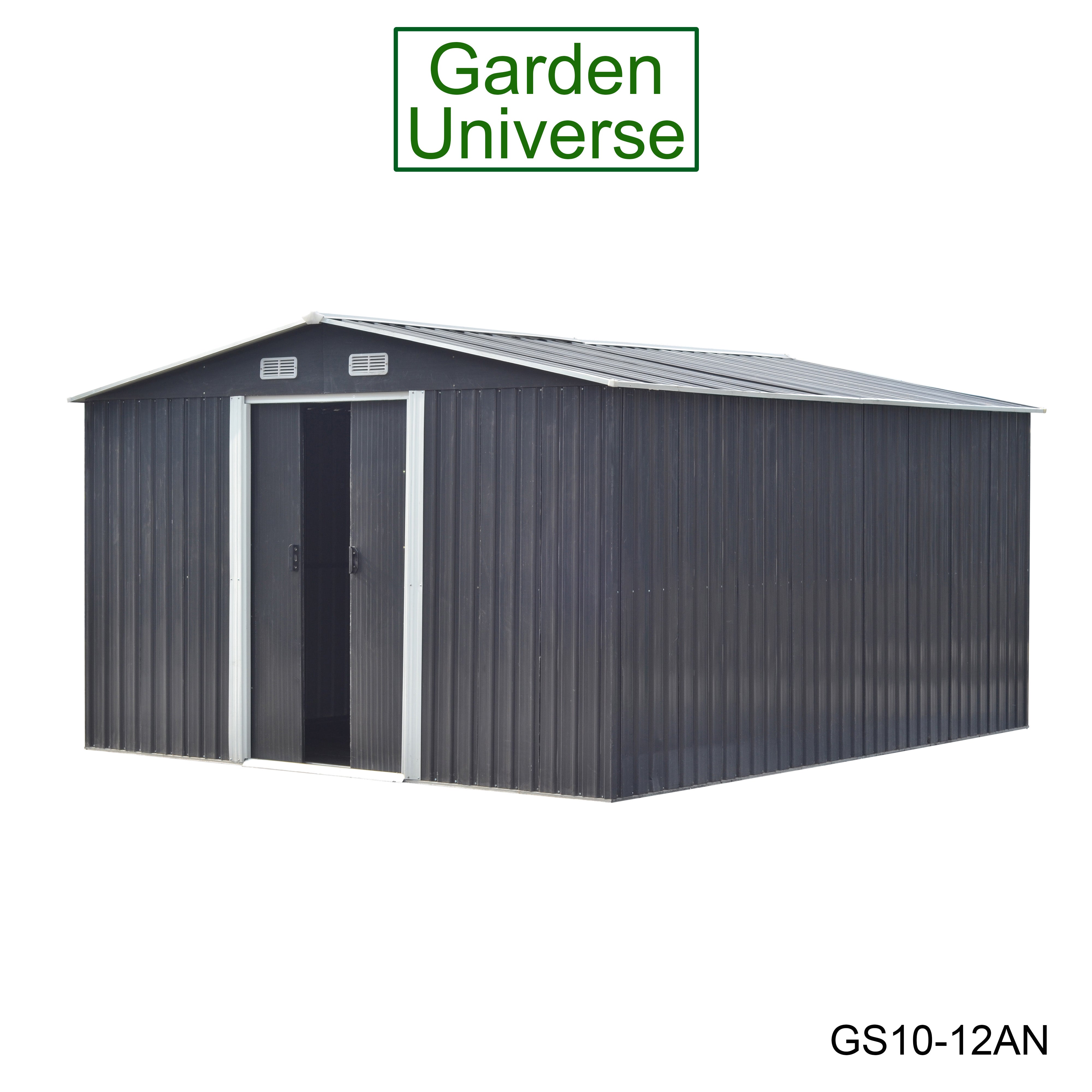 Metal Garden Shed 10' x 12' Storage in Anthracite with Base Frame GS10-12AN