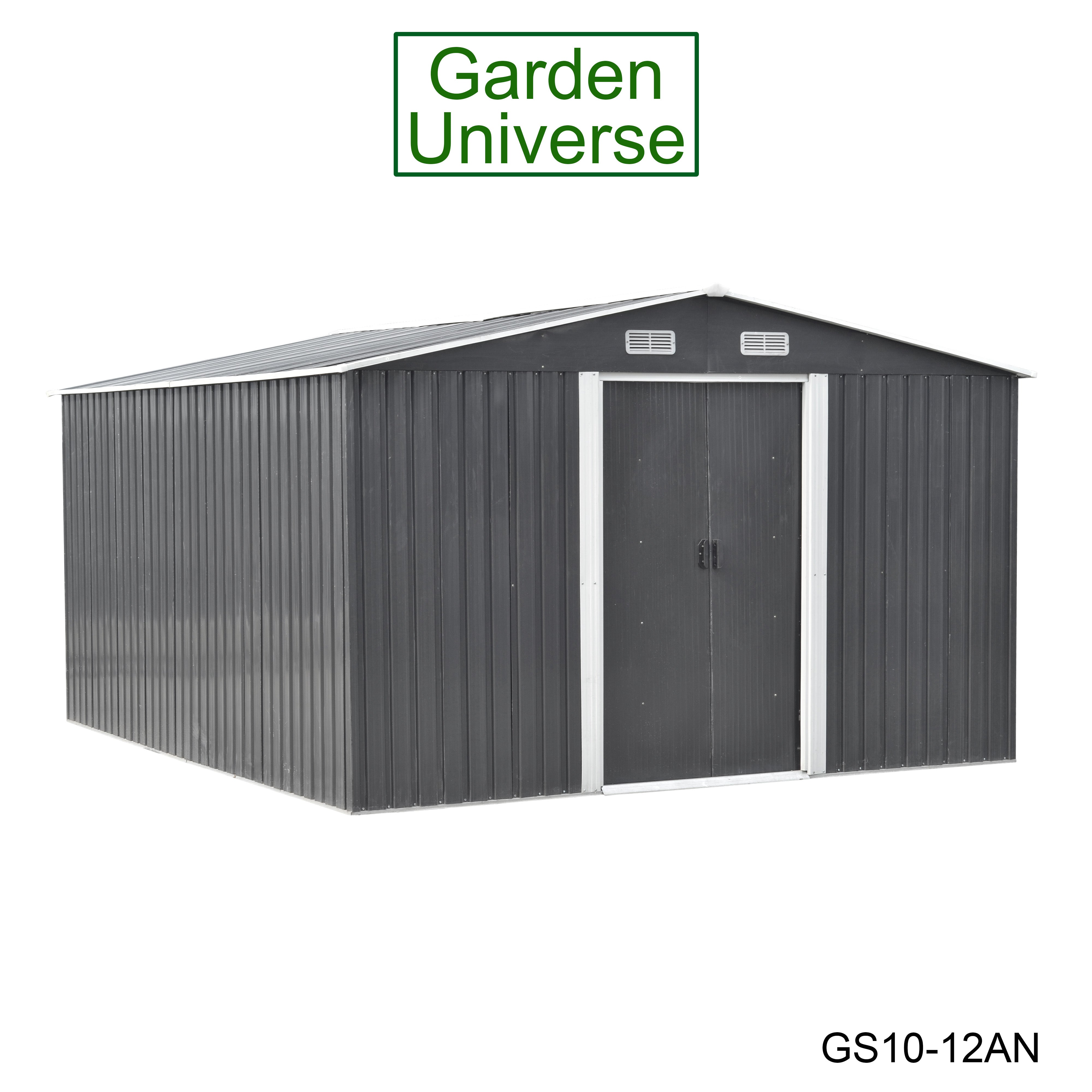 Metal Garden Shed 10' x 12' Storage in Anthracite with Base Frame GS10-12AN