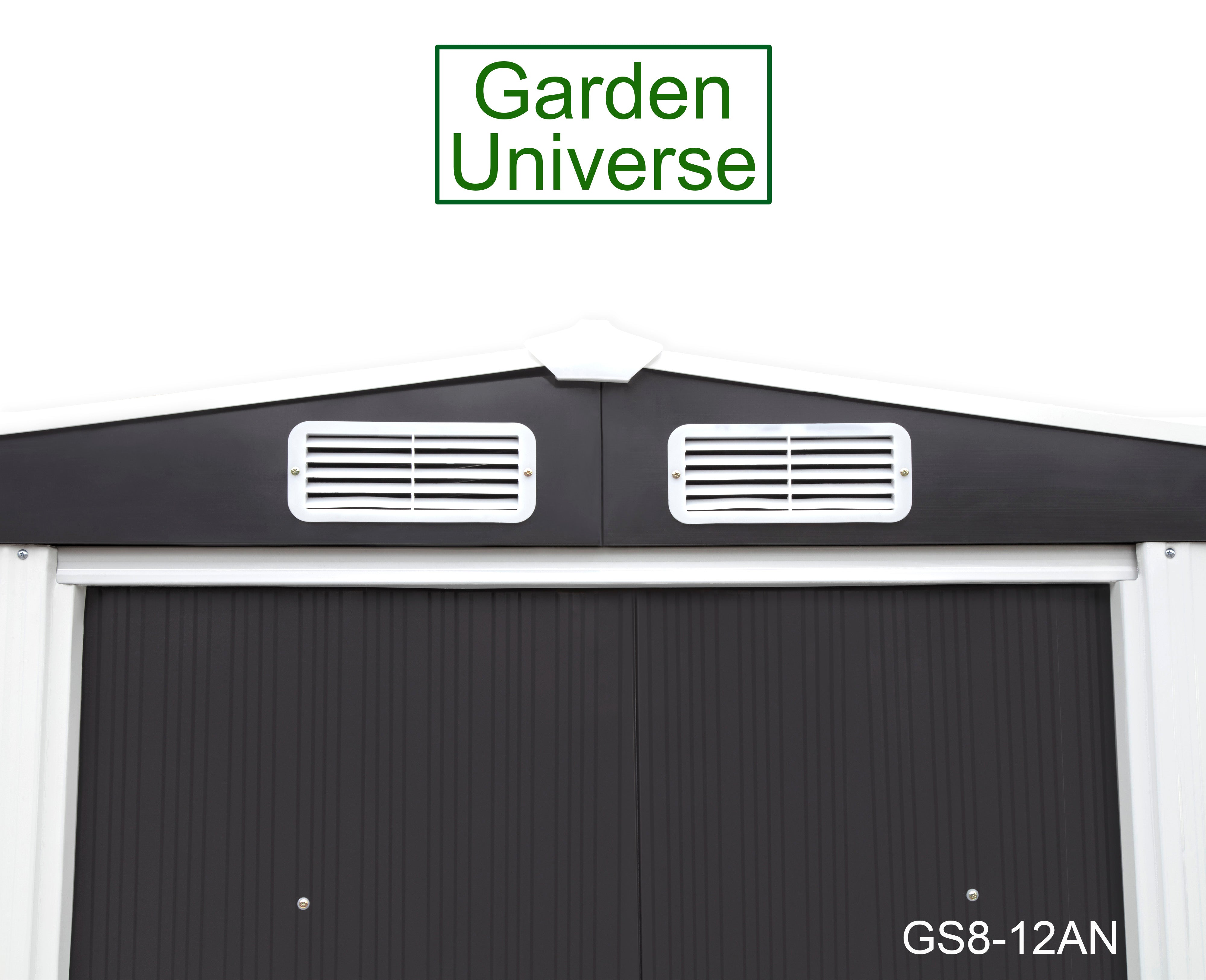 Metal Garden Shed 8' x 12' Storage in Anthracite with Base Frame GS8-12AN