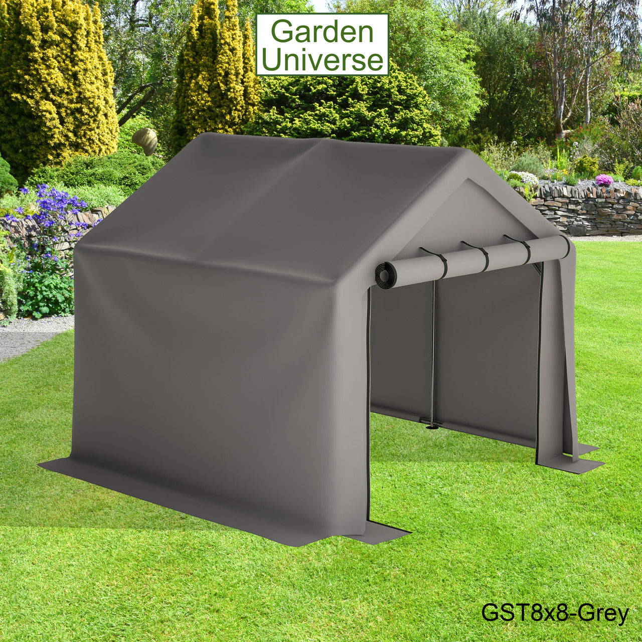 Storage Tent 8' x 8' Bike Store Motorbike Log Wheelie Bin Store GST8x8-Grey