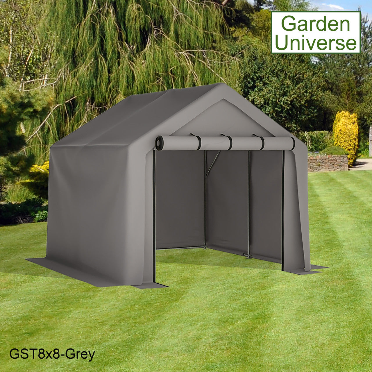 Storage Tent 8' x 8' Bike Store Motorbike Log Wheelie Bin Store GST8x8-Grey
