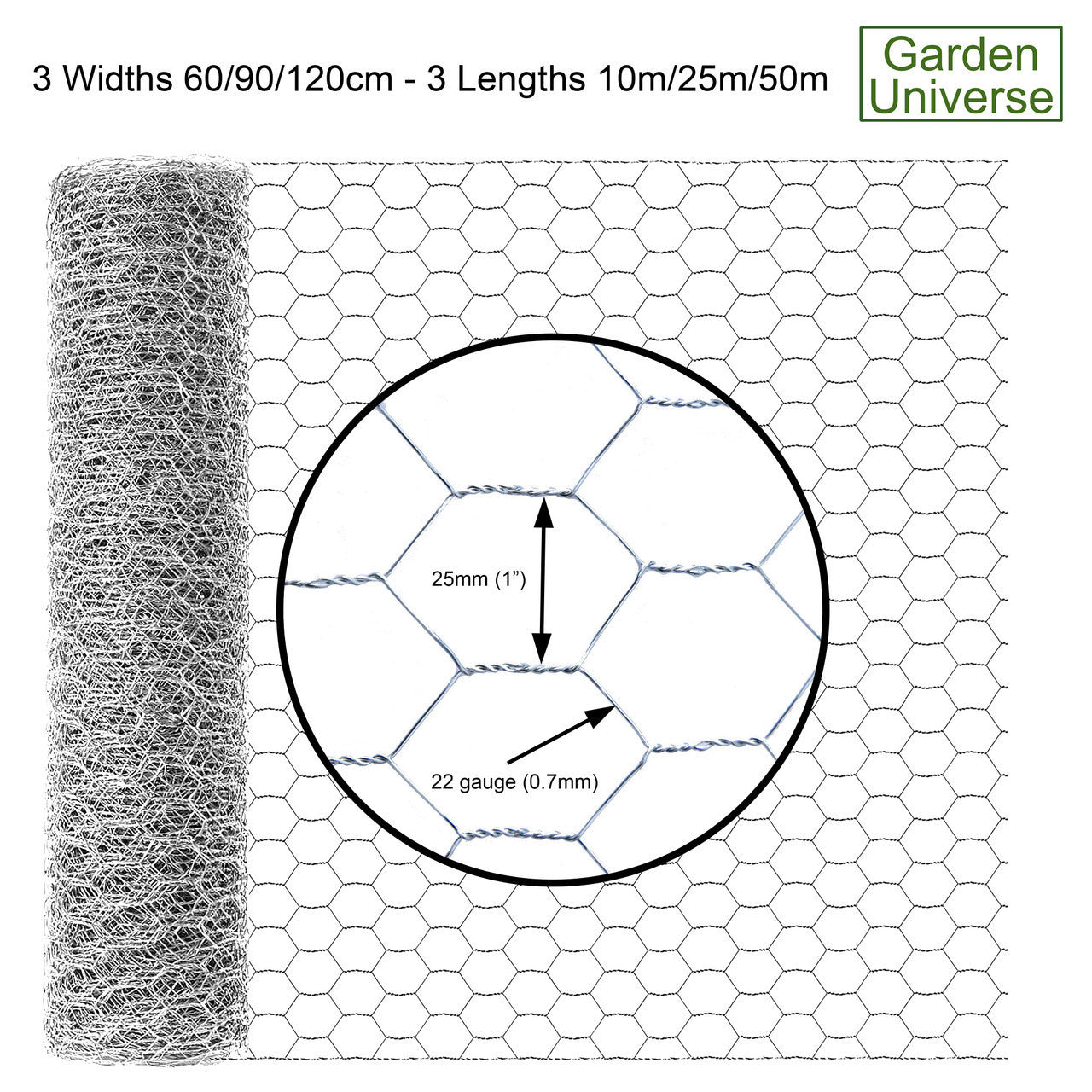 Chicken Wire Galvanised W 90cm x L 25m W03-8
