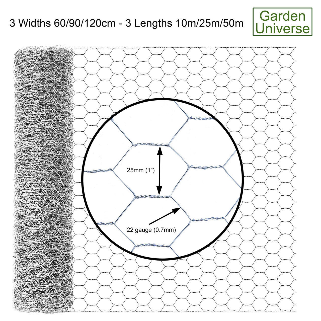 Chicken Wire Galvanised W 90cm x L 10m W03-7