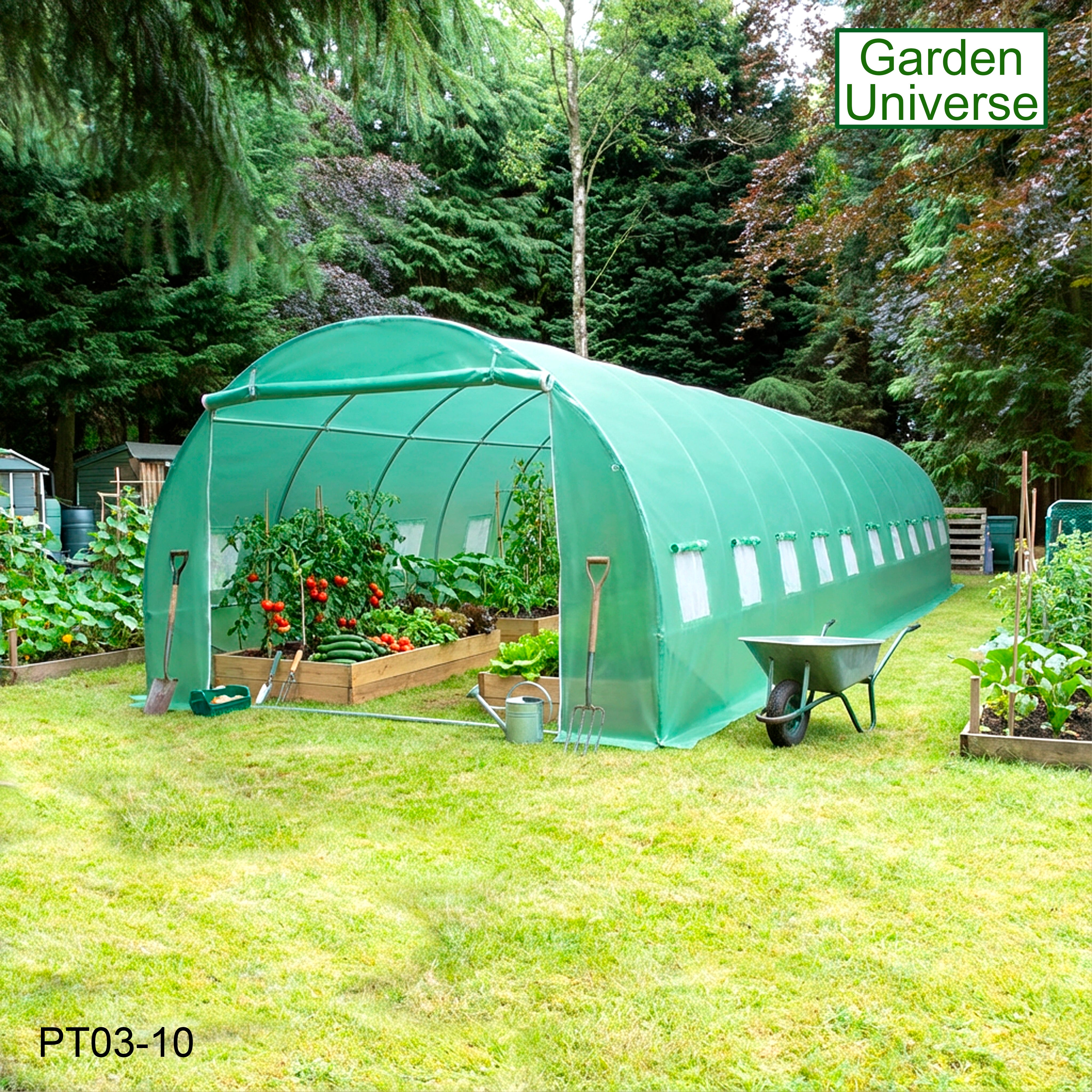 Polytunnel 3m x 10m with 25mm Galvanised Steel Frame PT03-10