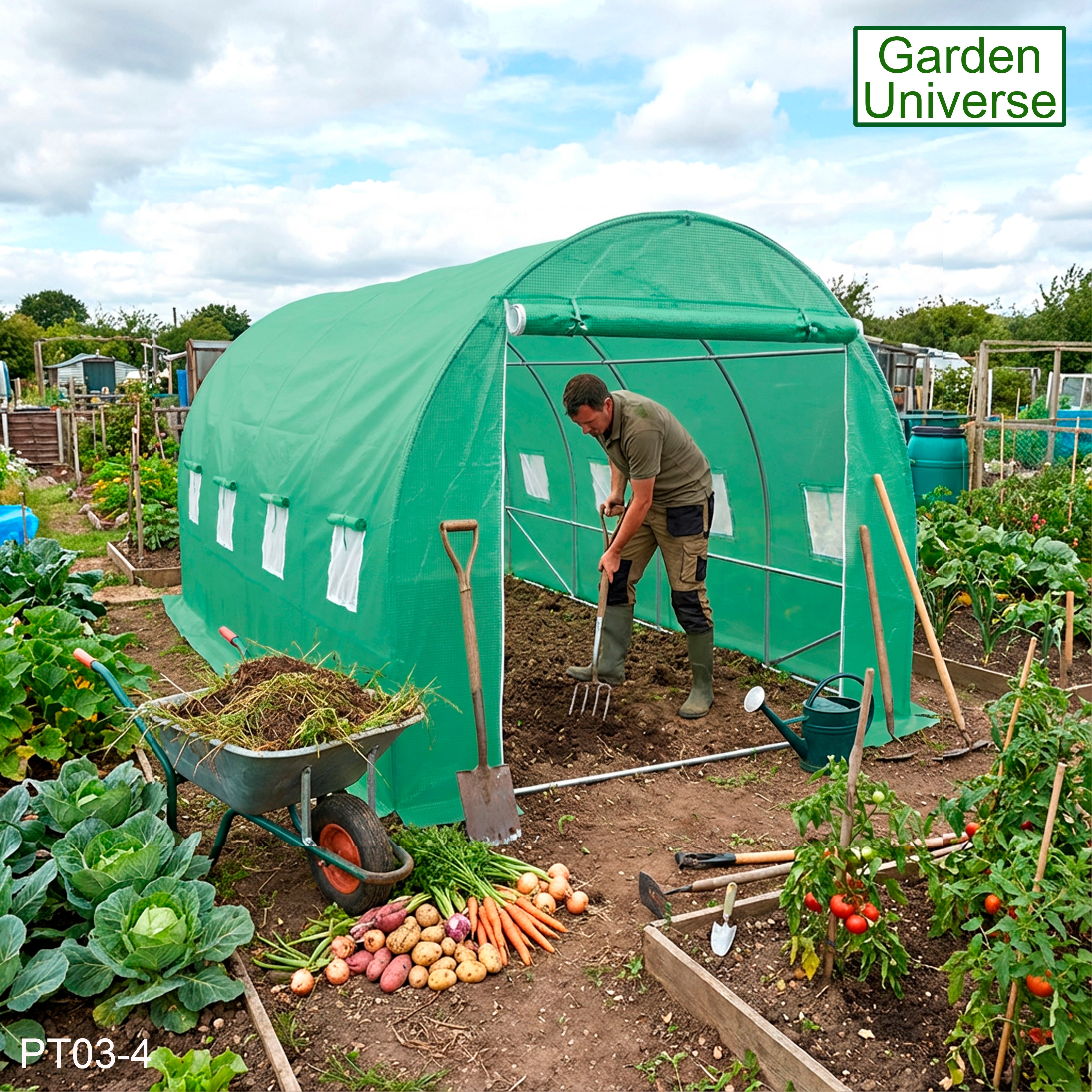Polytunnel 3m x 4m with 25mm Galvanised Steel Frame PT03-4