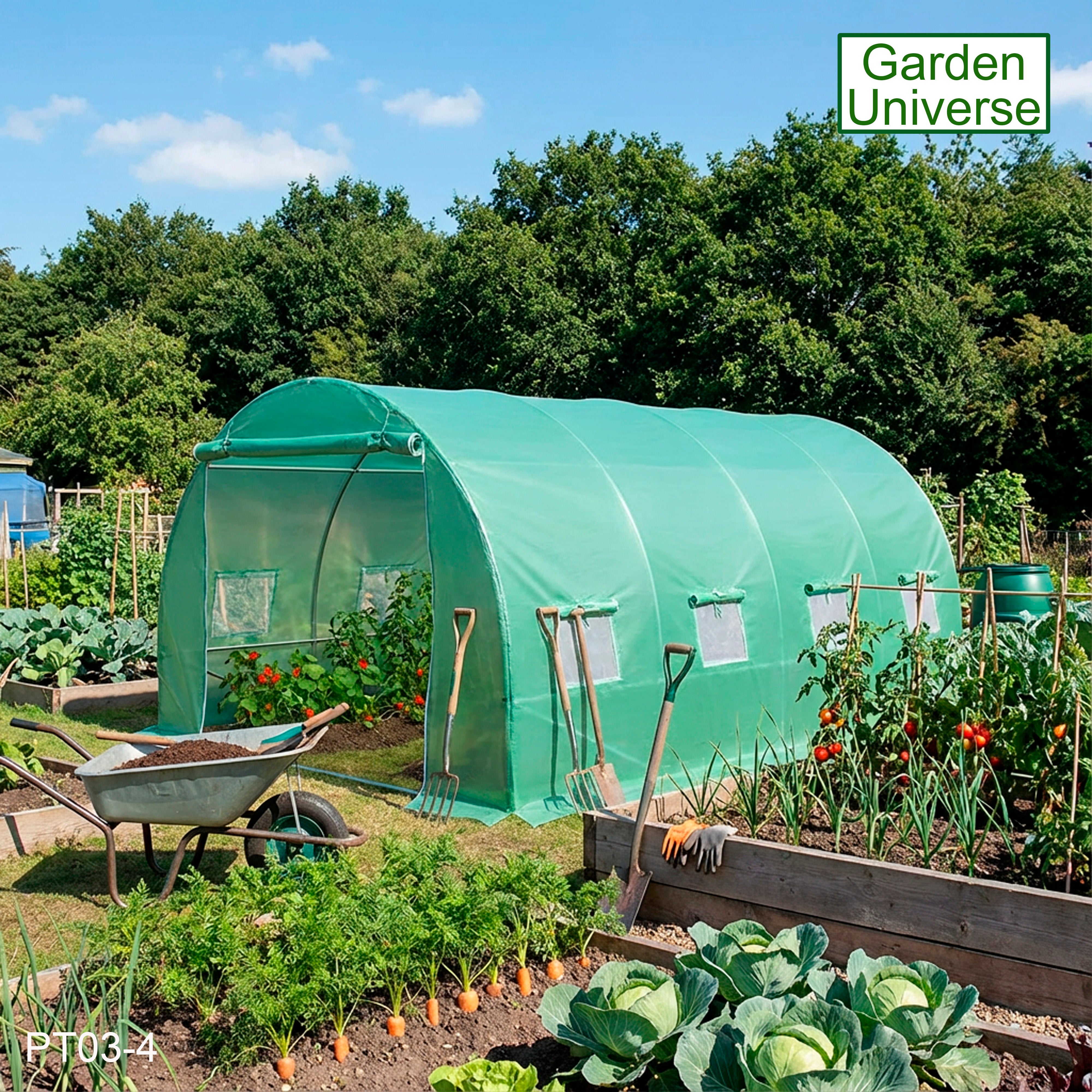 Polytunnel 3m x 4m with 25mm Galvanised Steel Frame PT03-4