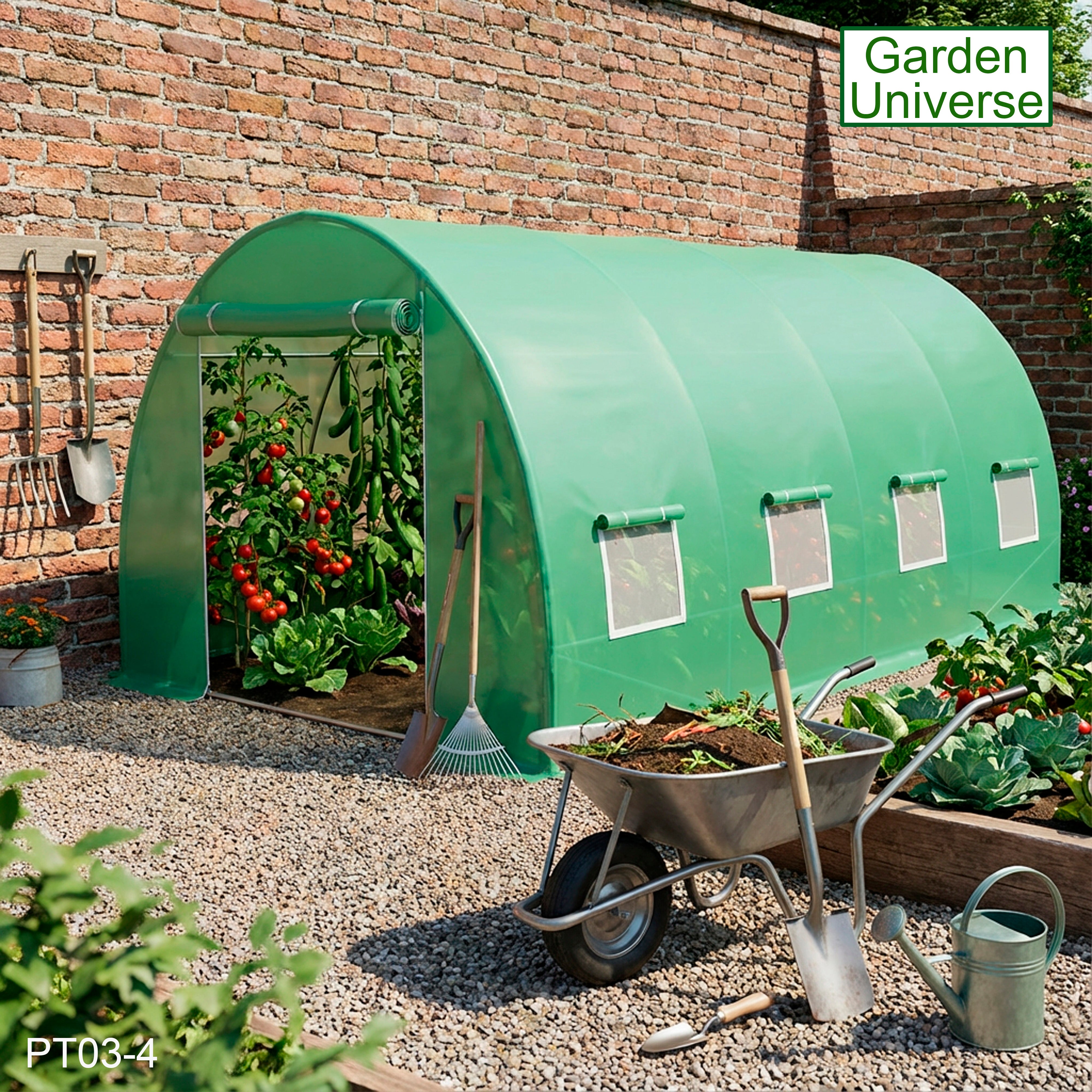 Polytunnel 3m x 4m with 25mm Galvanised Steel Frame PT03-4