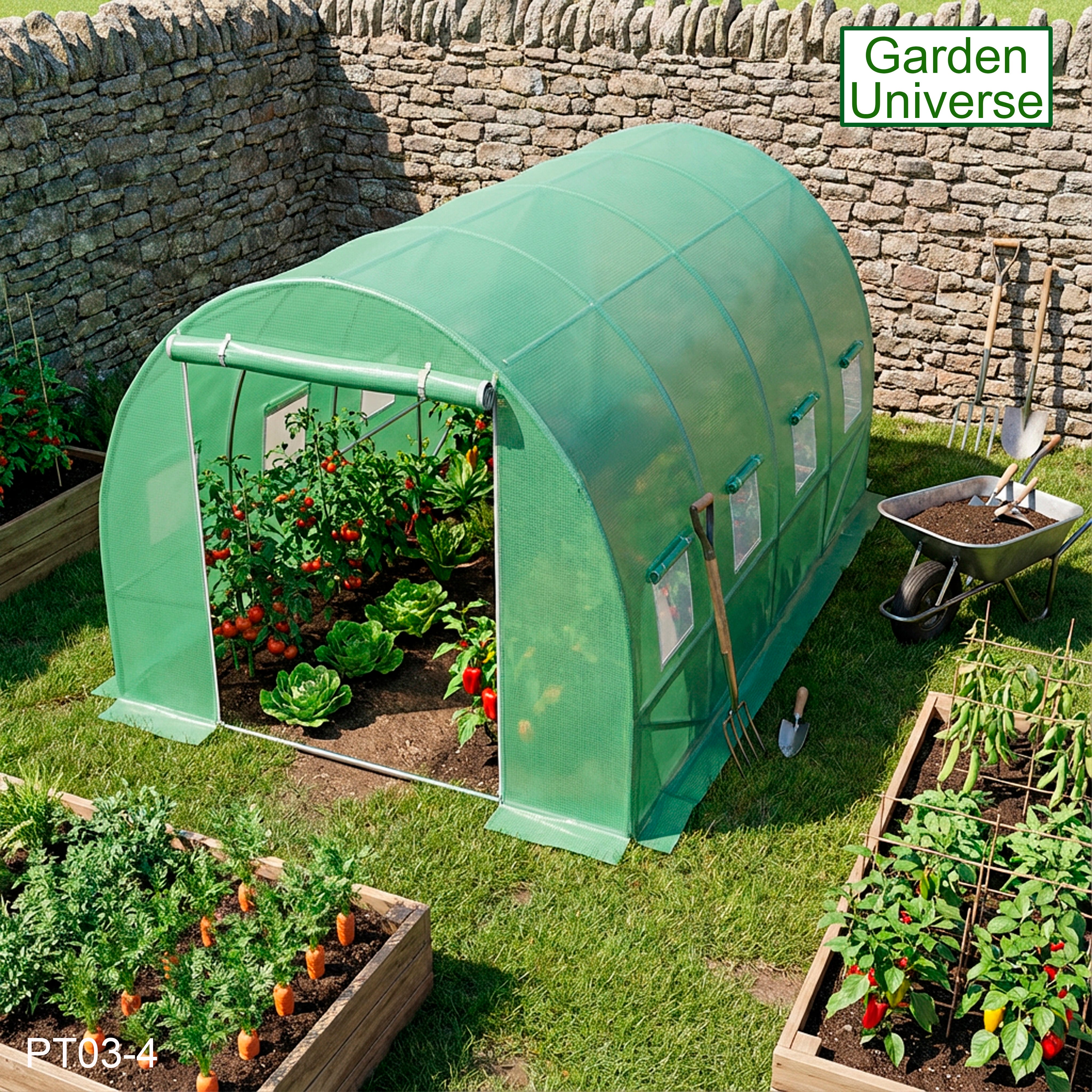 Polytunnel 3m x 4m with 25mm Galvanised Steel Frame PT03-4