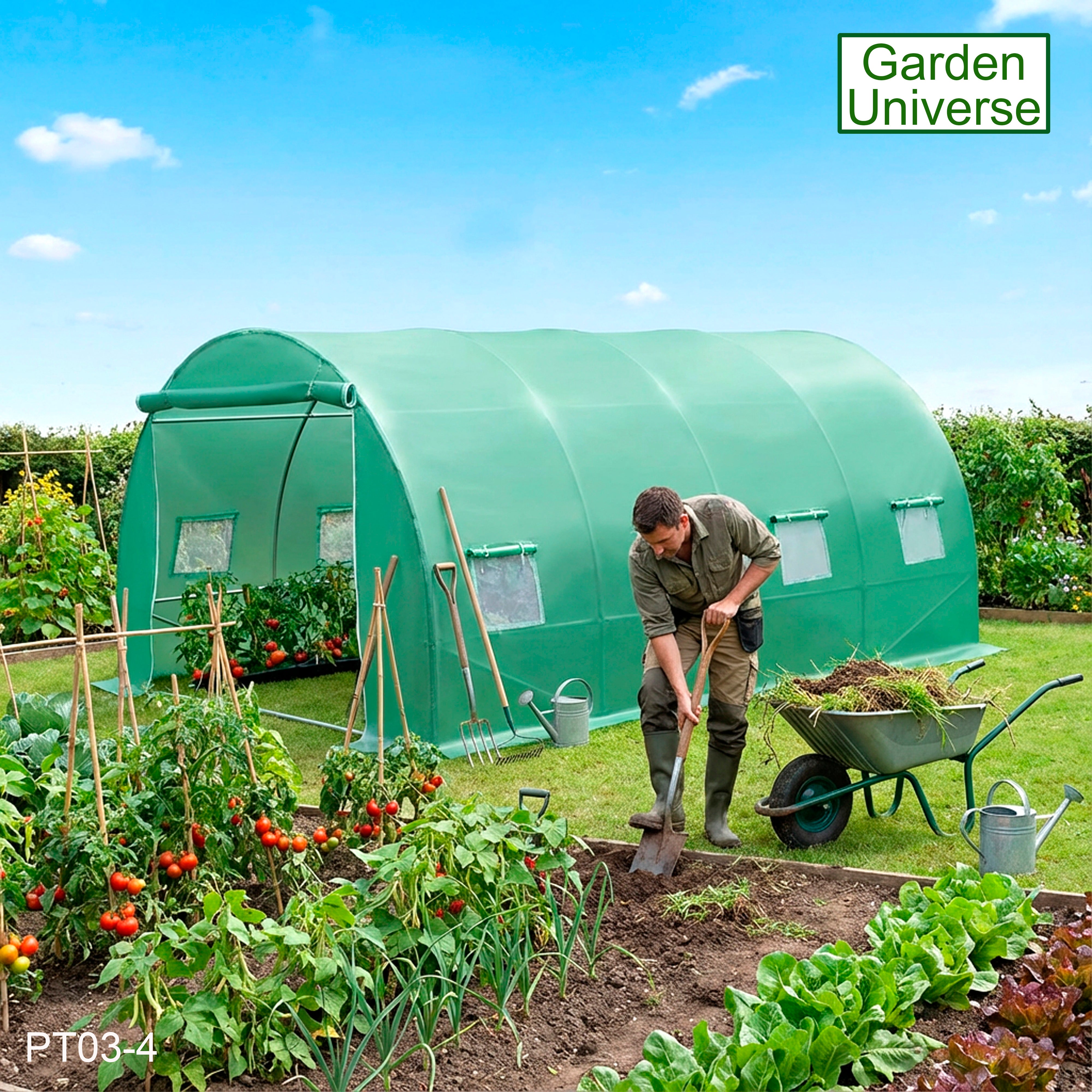 Polytunnel 3m x 4m with 25mm Galvanised Steel Frame PT03-4