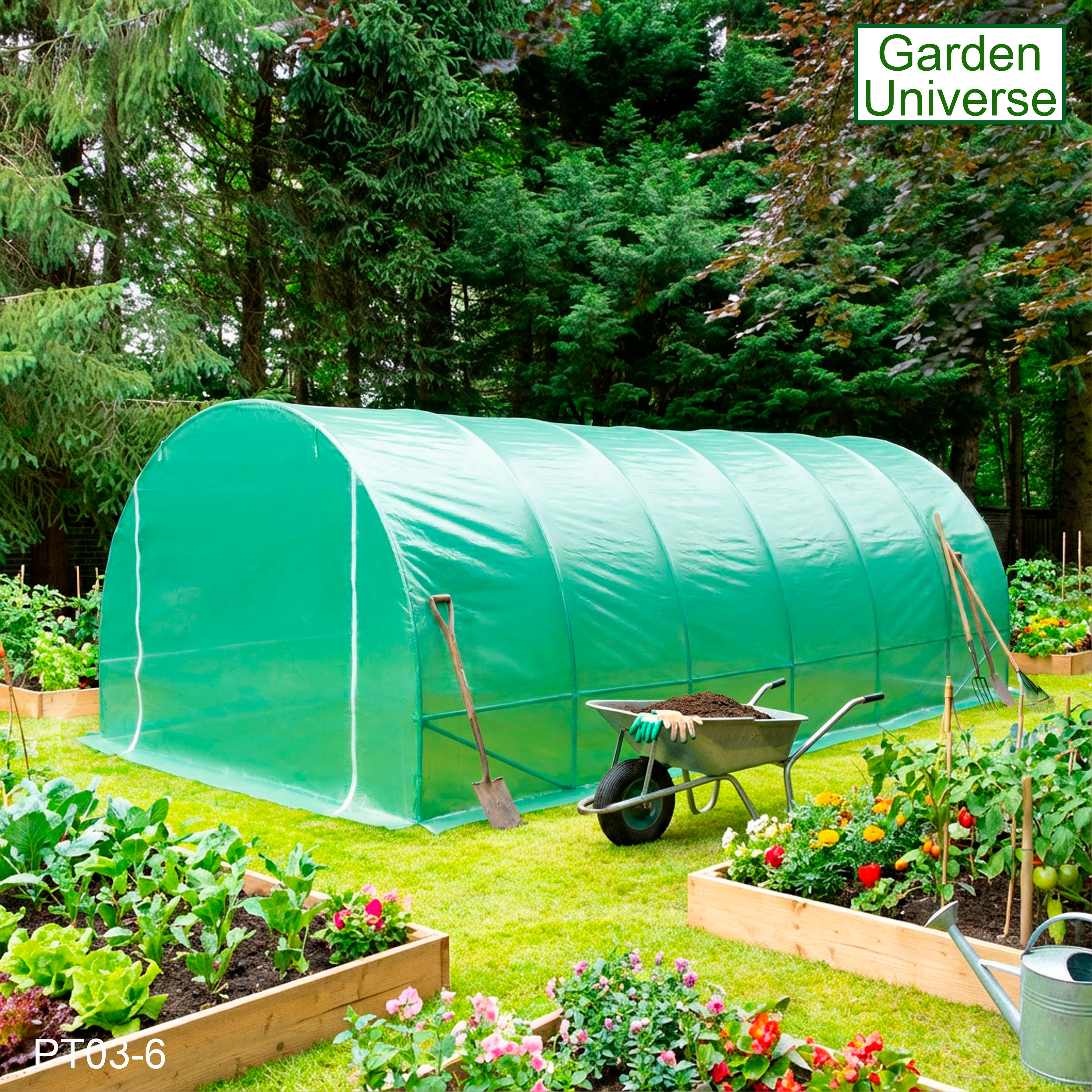 Polytunnel 3m x 6m with 25mm Galvanised Steel Frame PT03-6