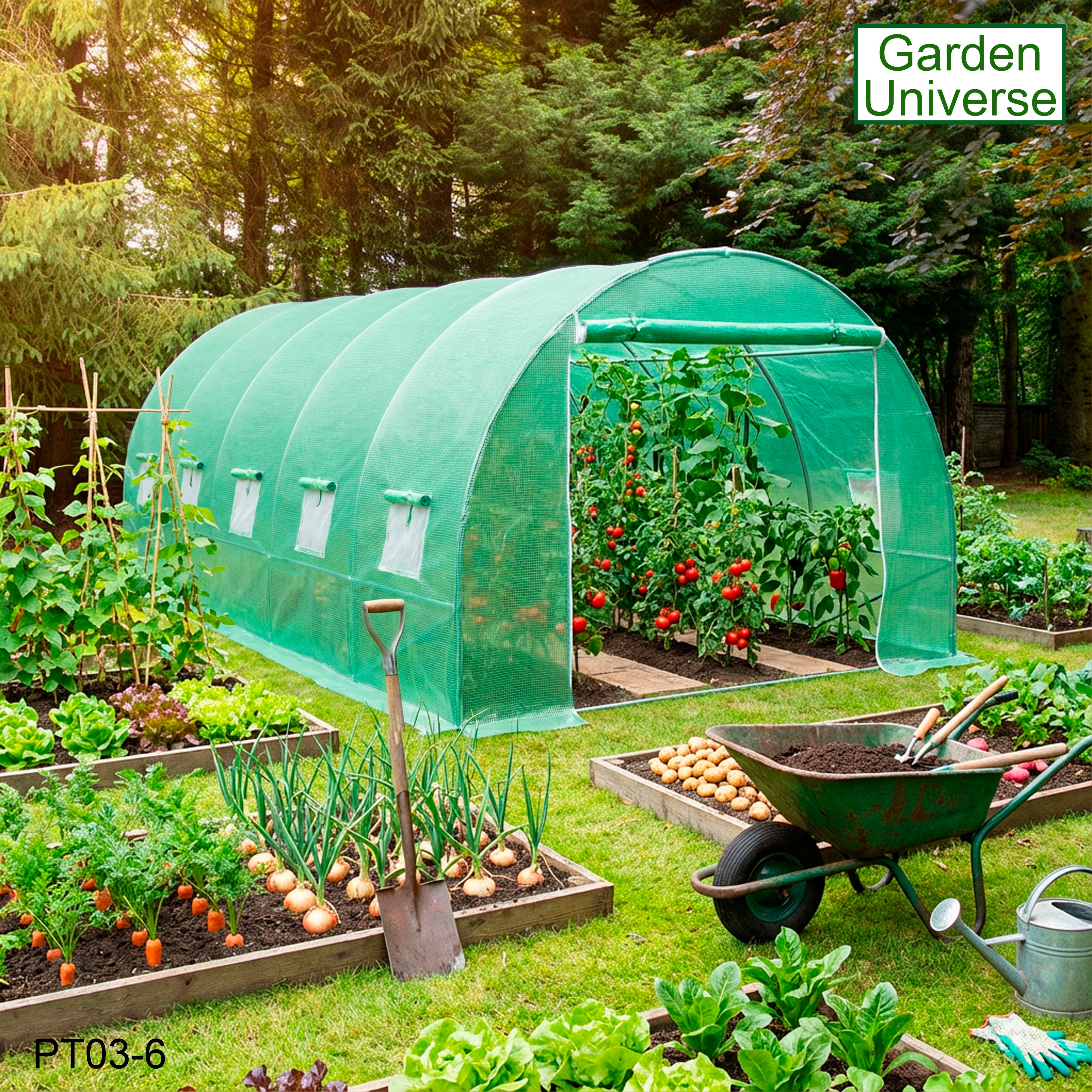 Polytunnel 3m x 6m with 25mm Galvanised Steel Frame PT03-6