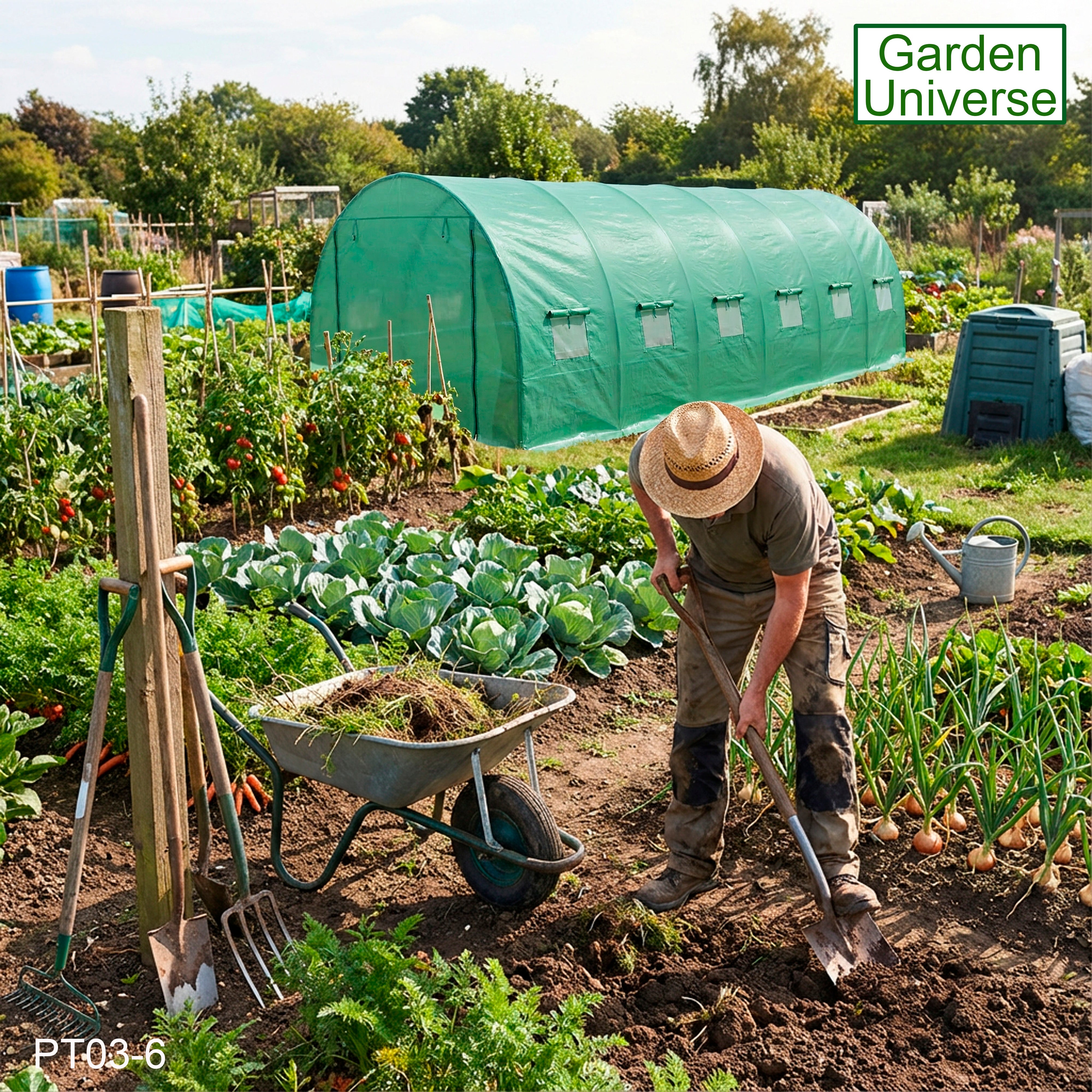 Polytunnel 3m x 6m with 25mm Galvanised Steel Frame PT03-6