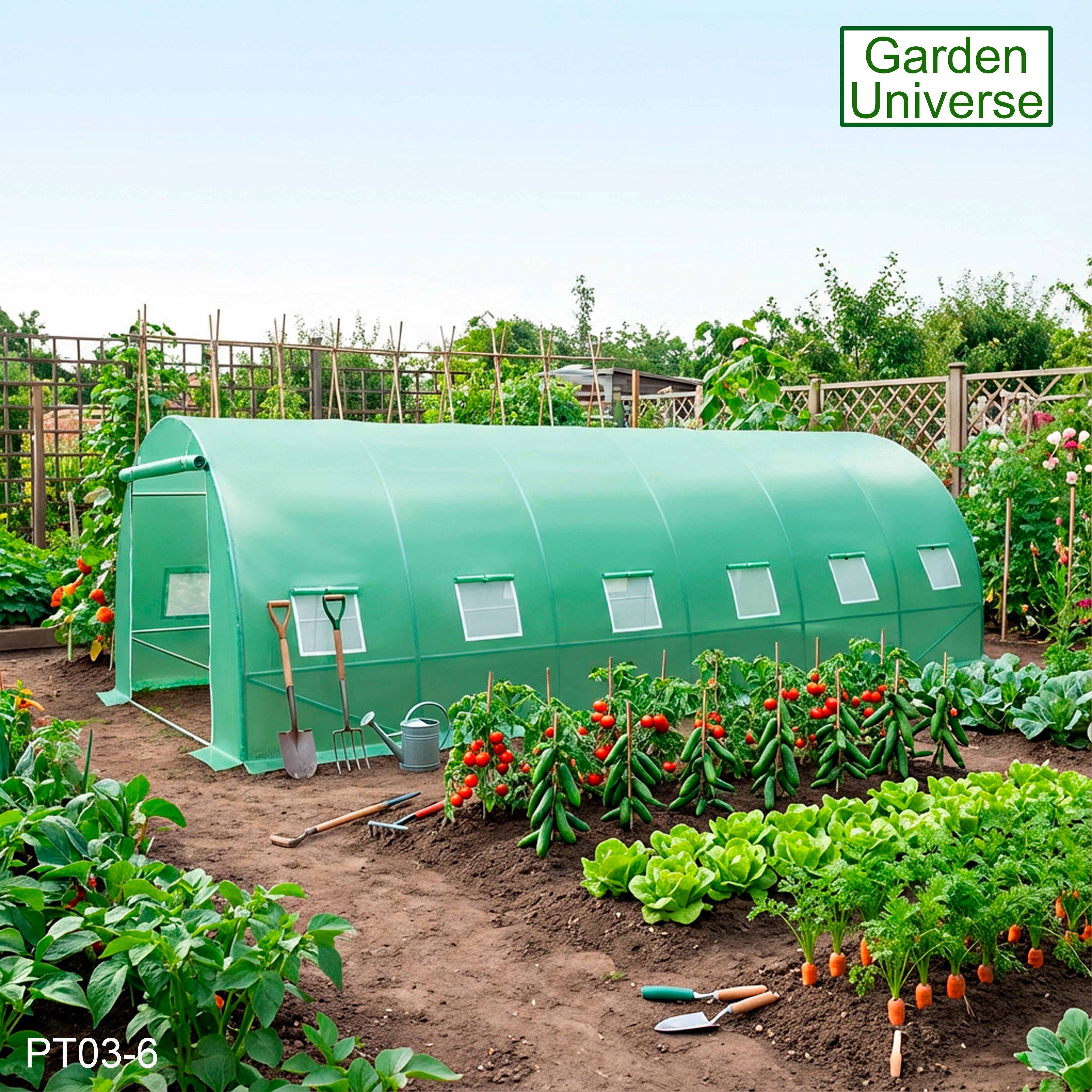 Polytunnel 3m x 6m with 25mm Galvanised Steel Frame PT03-6