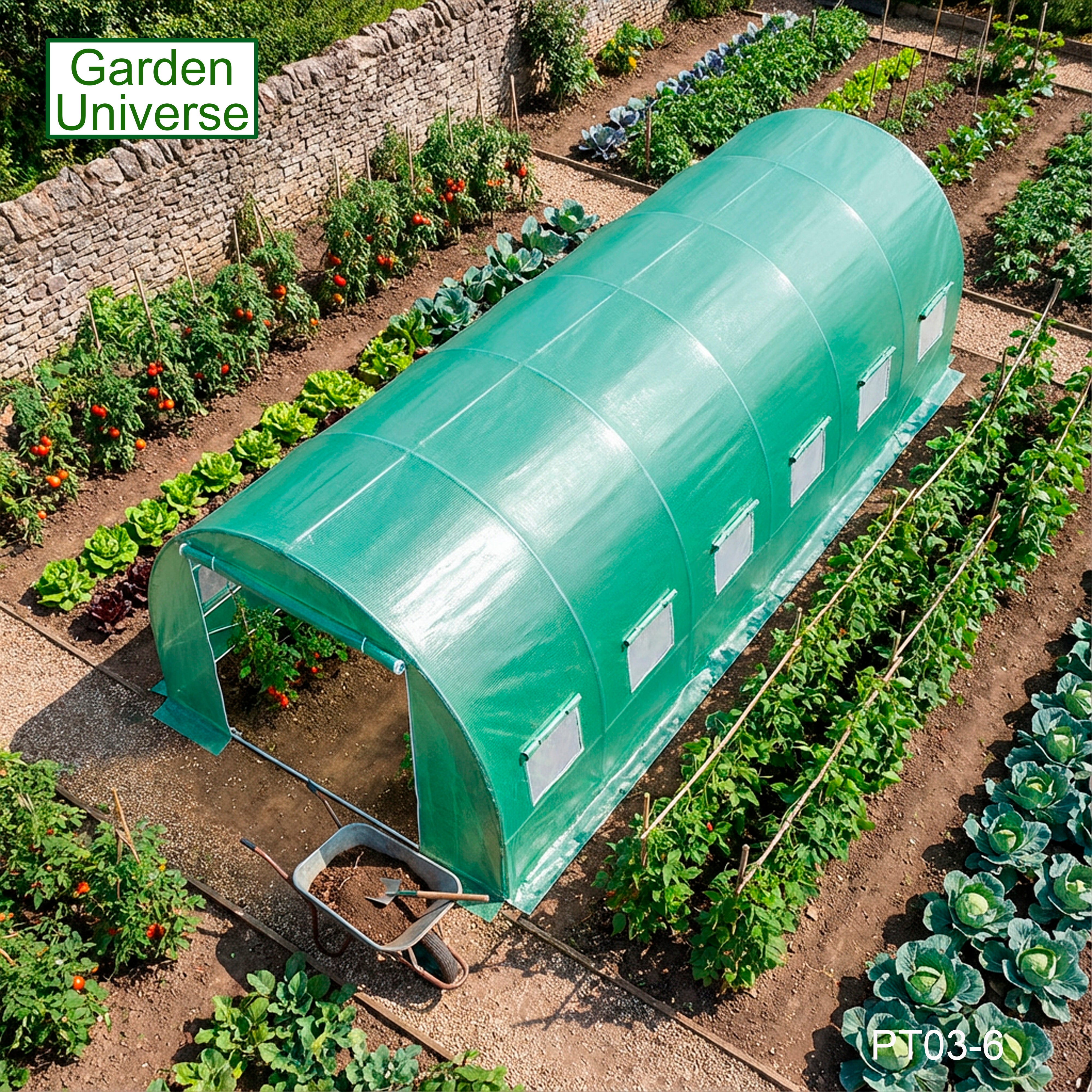 Polytunnel 3m x 6m with 25mm Galvanised Steel Frame PT03-6