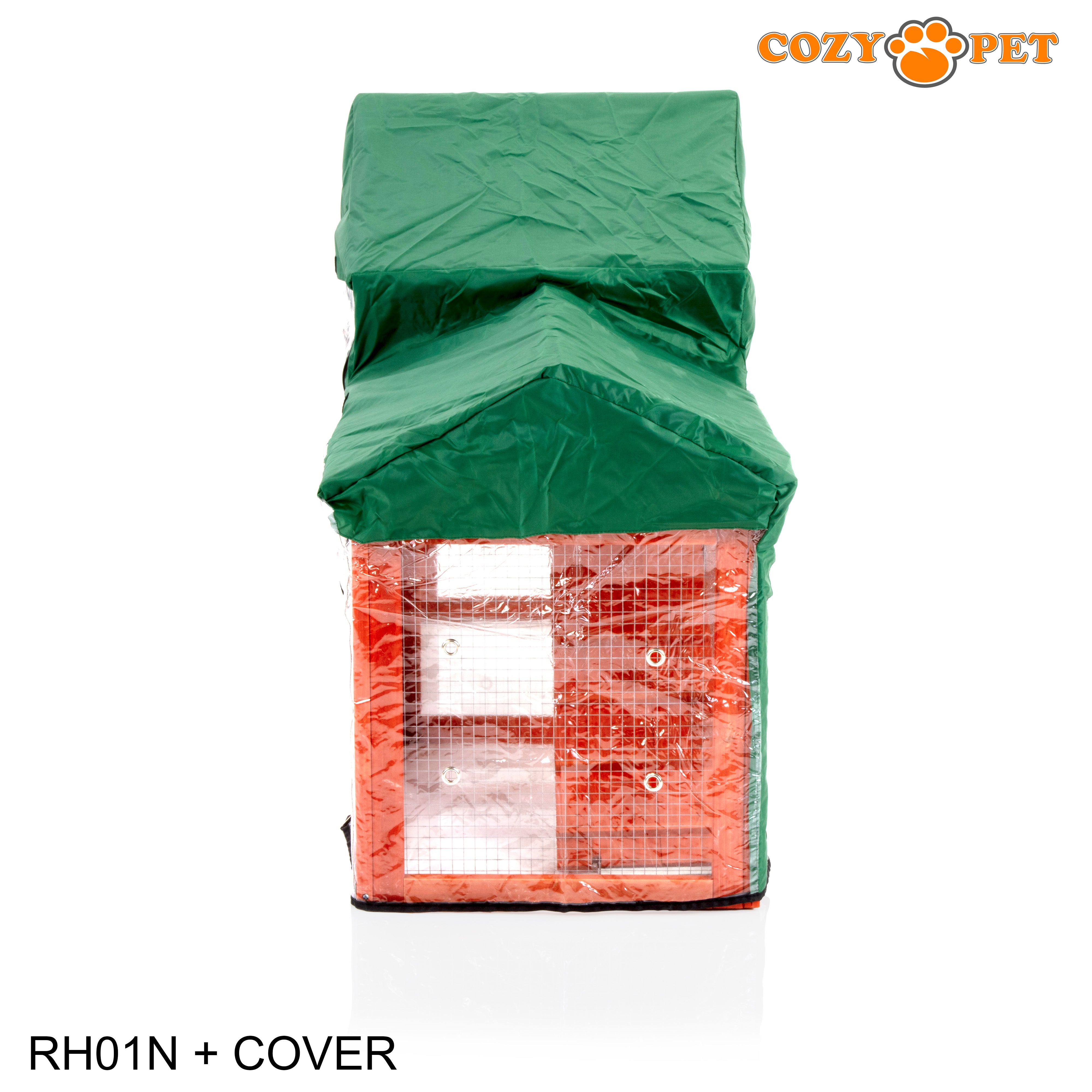 Rabbit Hutch with Run in Natural 148cm Model with Hutch Cover - RH01N + Cover