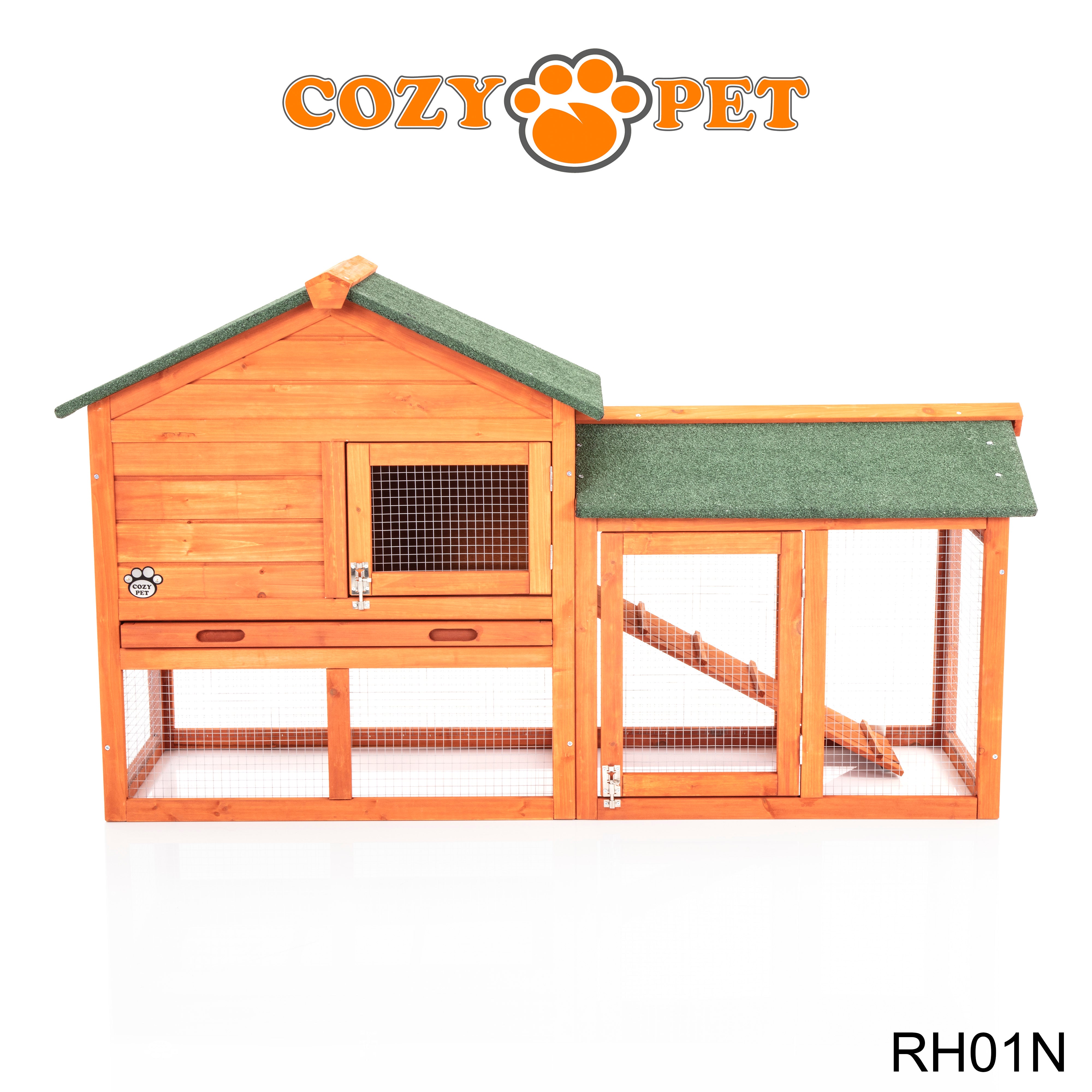 Rabbit Hutch with Run in Natural 148cm Model - RH01N