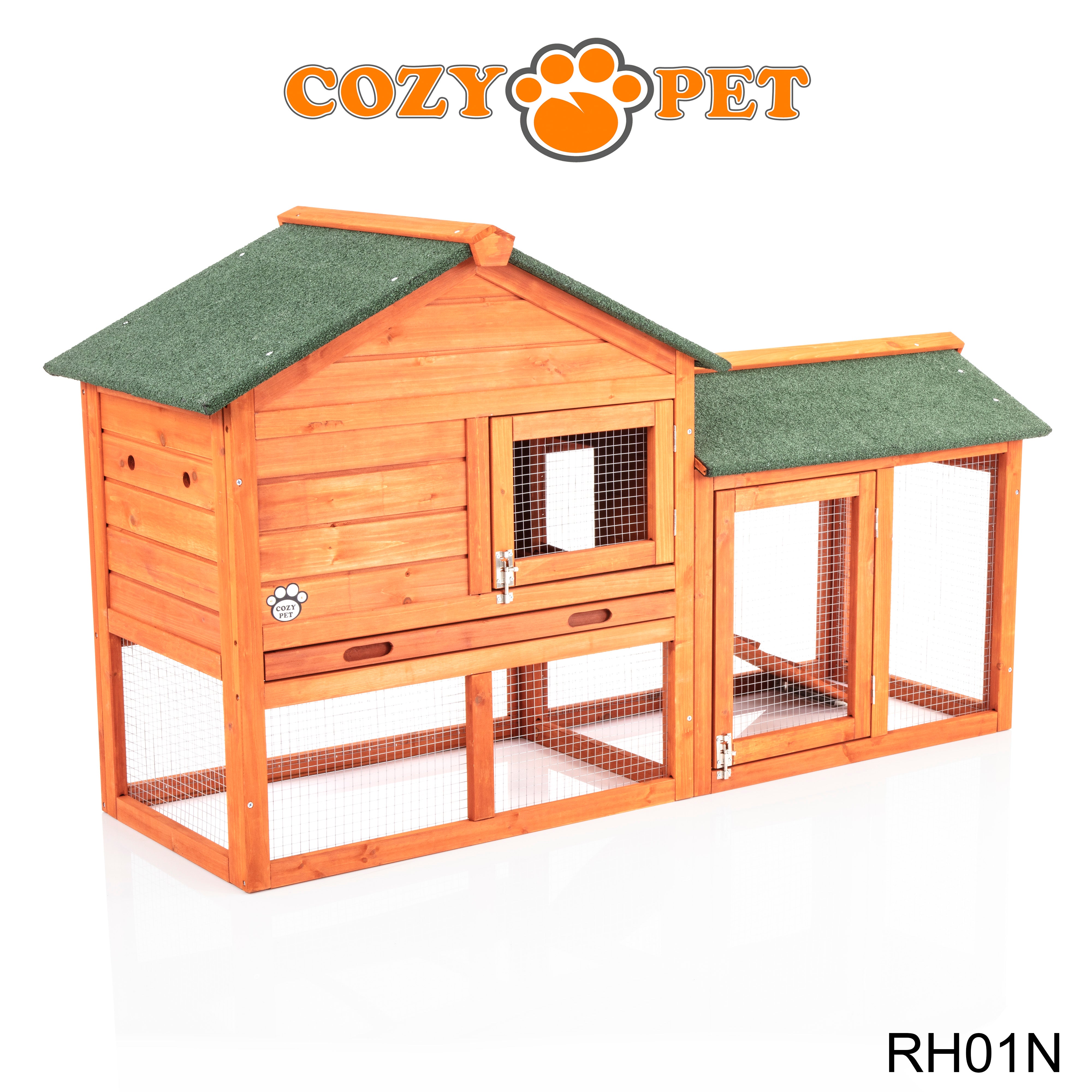 Rabbit Hutch with Run in Natural 148cm Model - RH01N