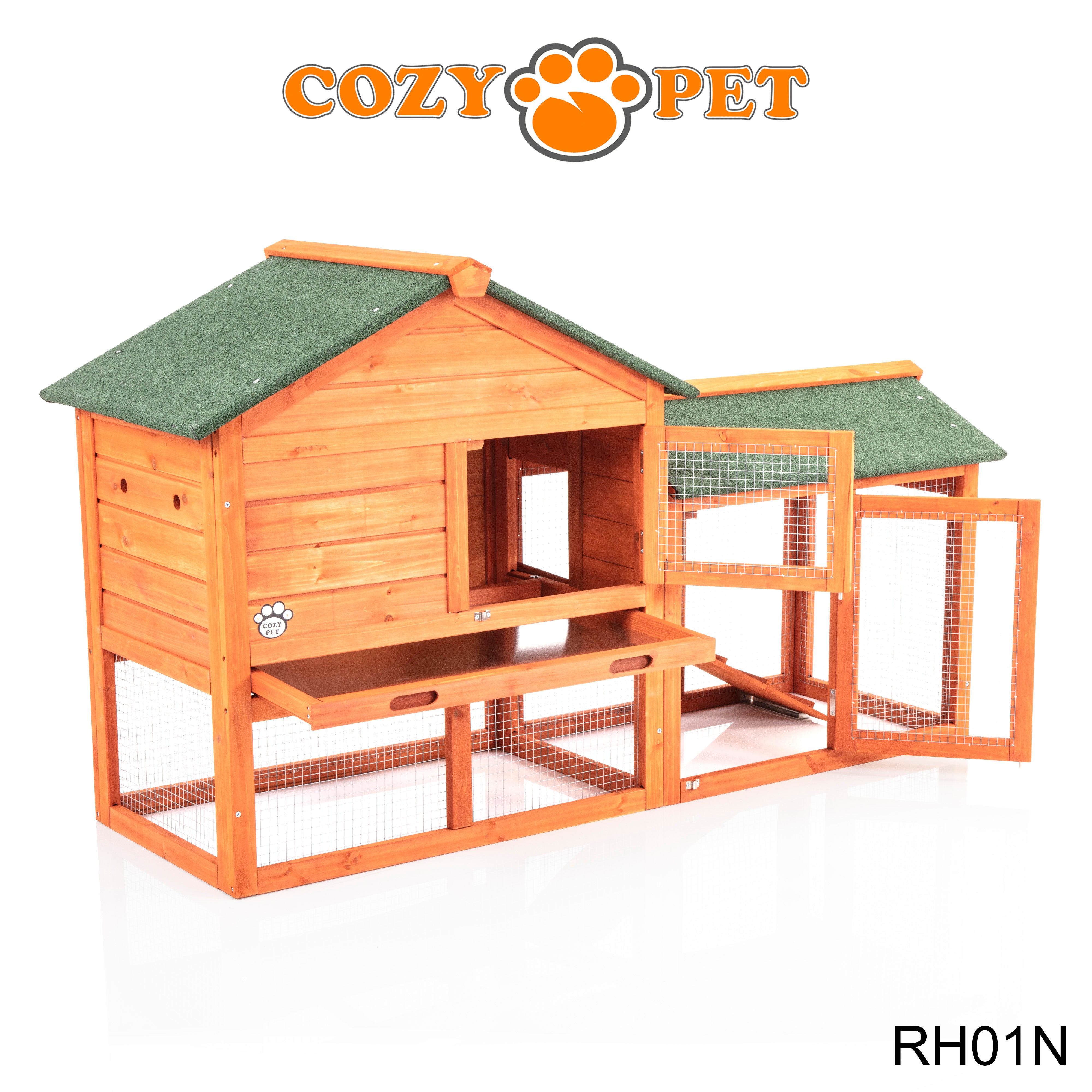 Rabbit Hutch with Run in Natural 148cm Model - RH01N