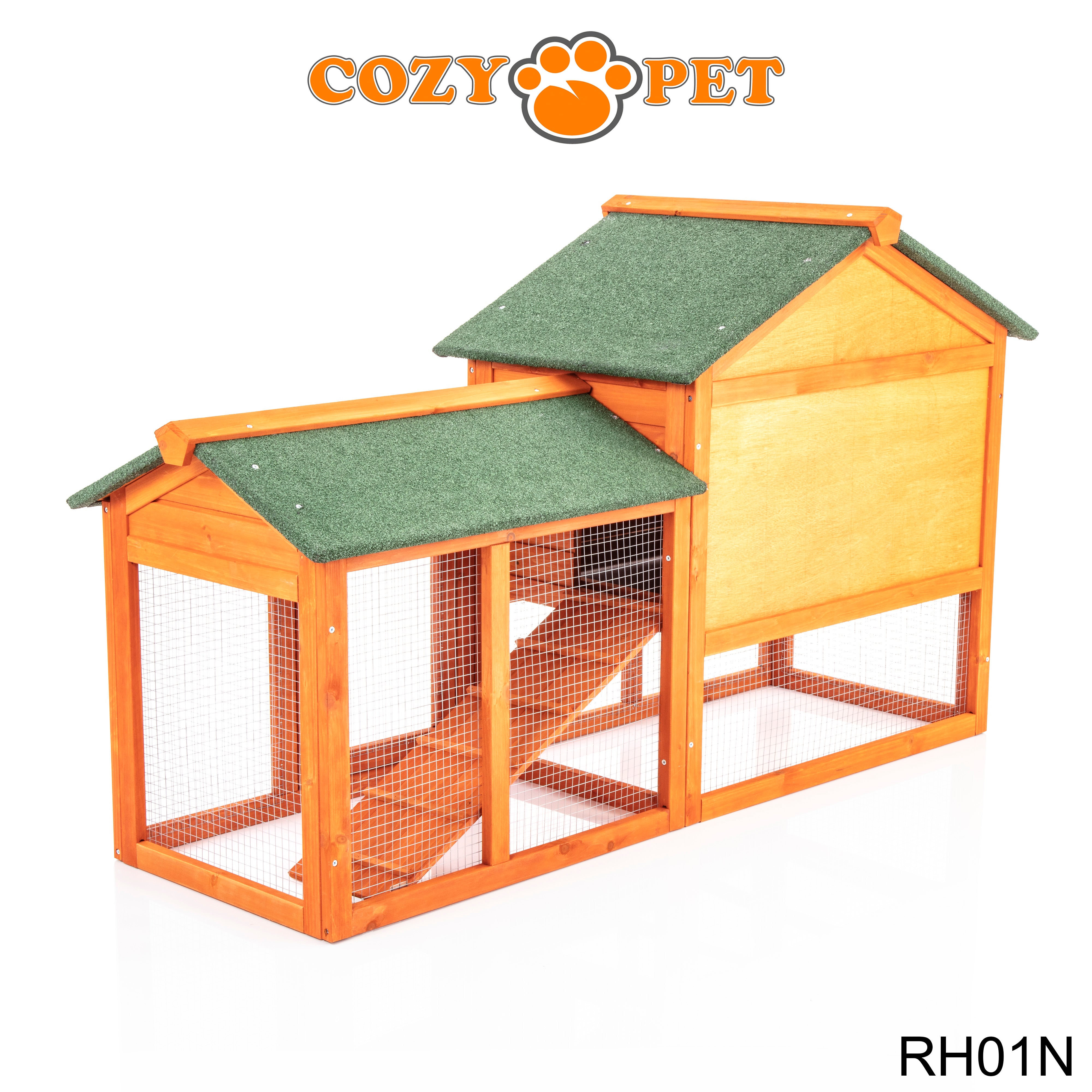 Rabbit Hutch with Run in Natural 148cm Model - RH01N