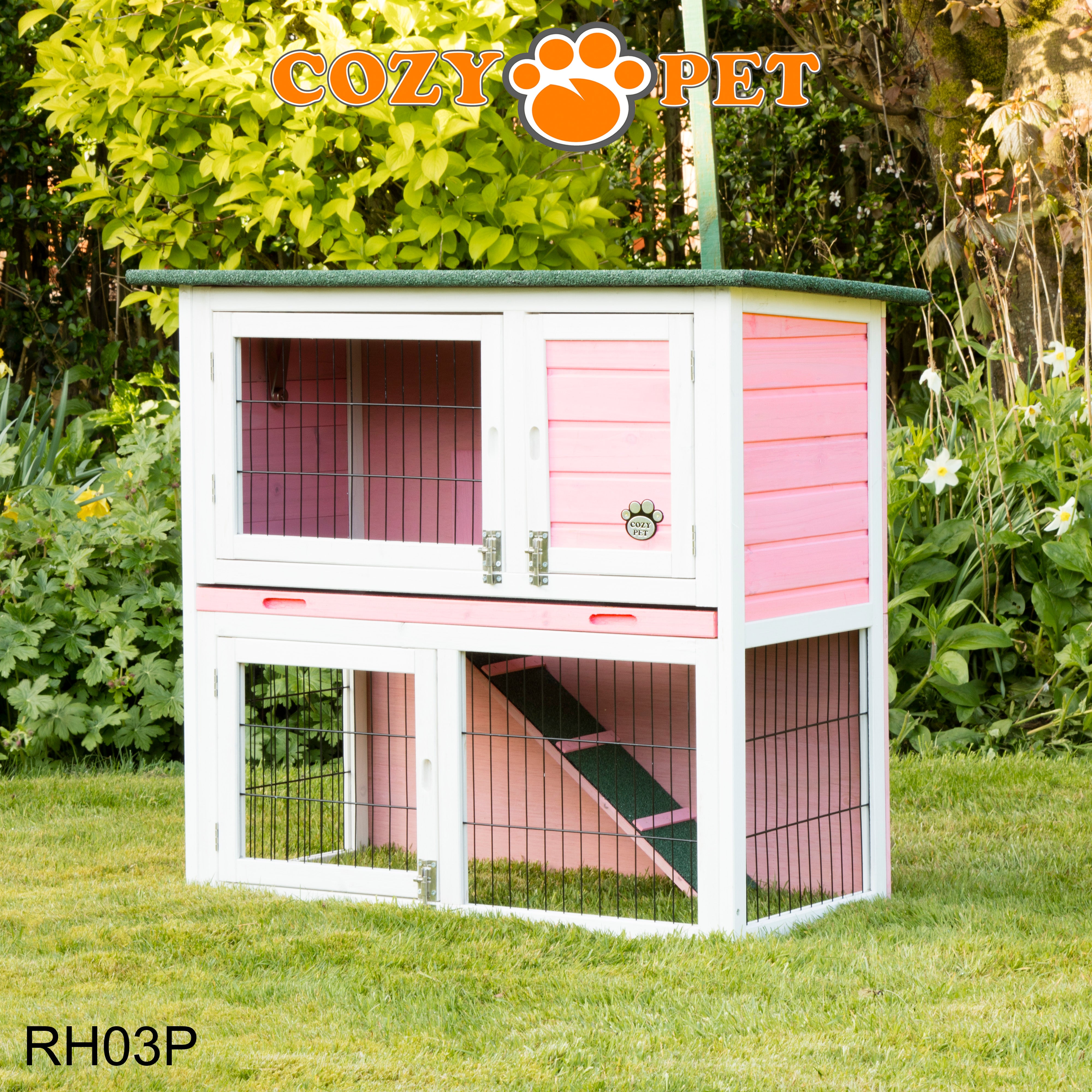 Rabbit Hutch 3ft - Pink - RH03P + RH03C