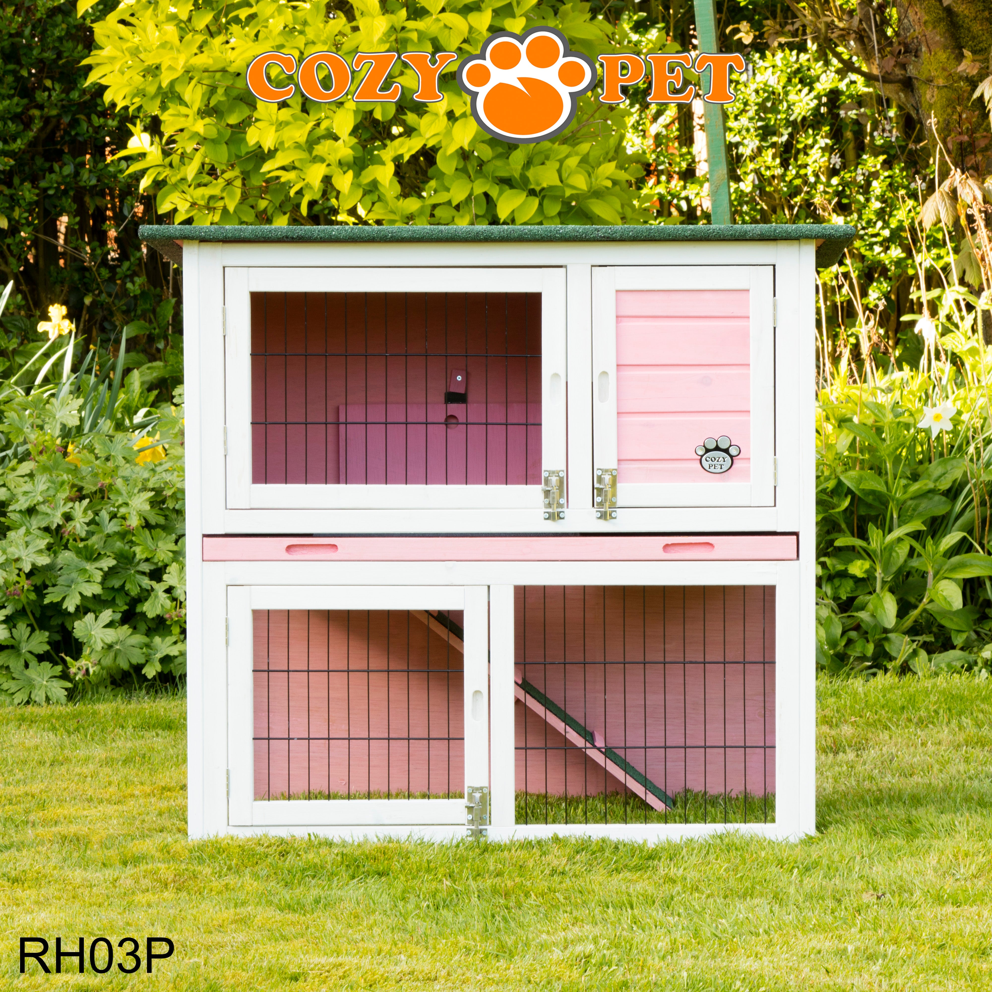 Rabbit Hutch 3ft - Pink - RH03P + RH03C