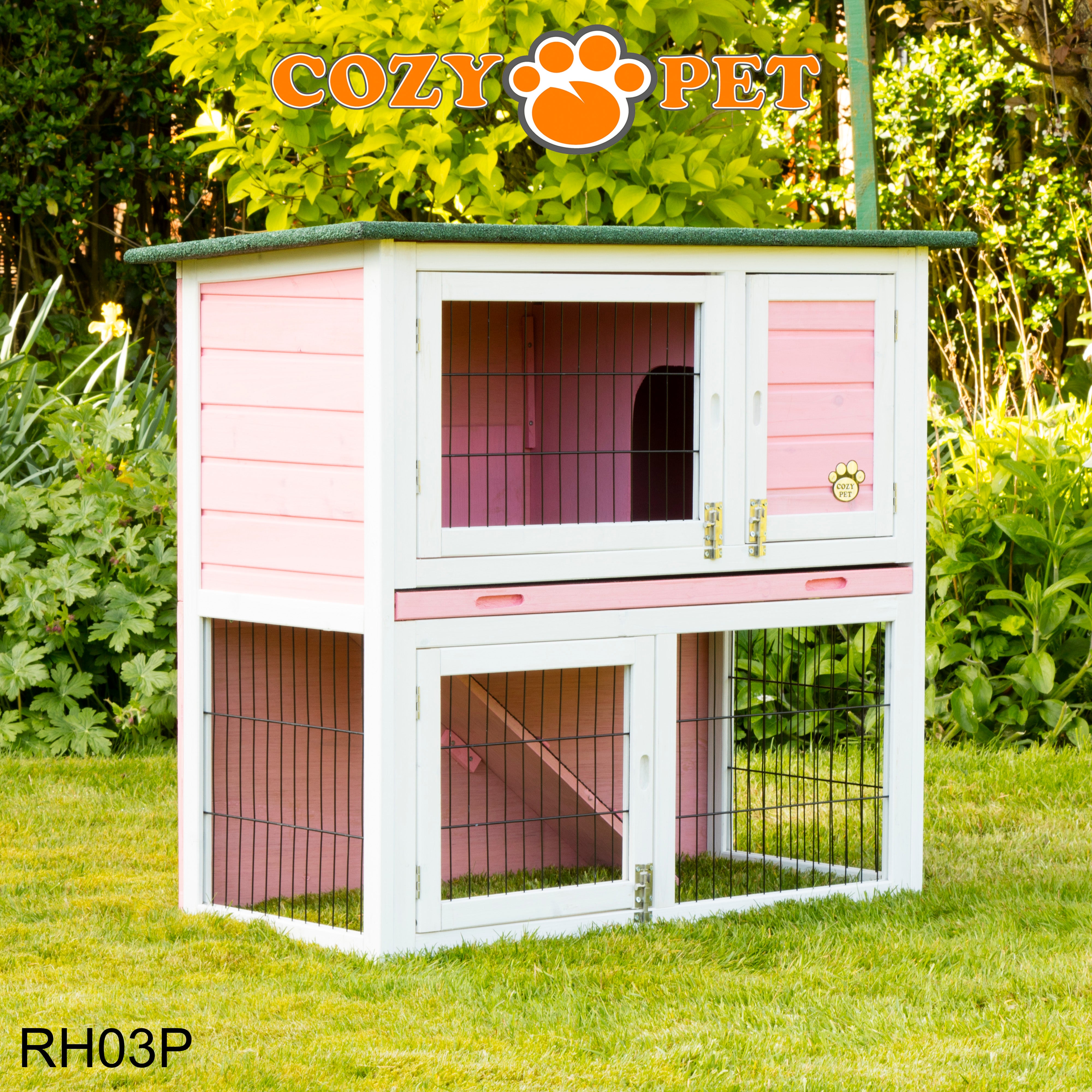 Rabbit Hutch 3ft - Pink - RH03P + RH03C