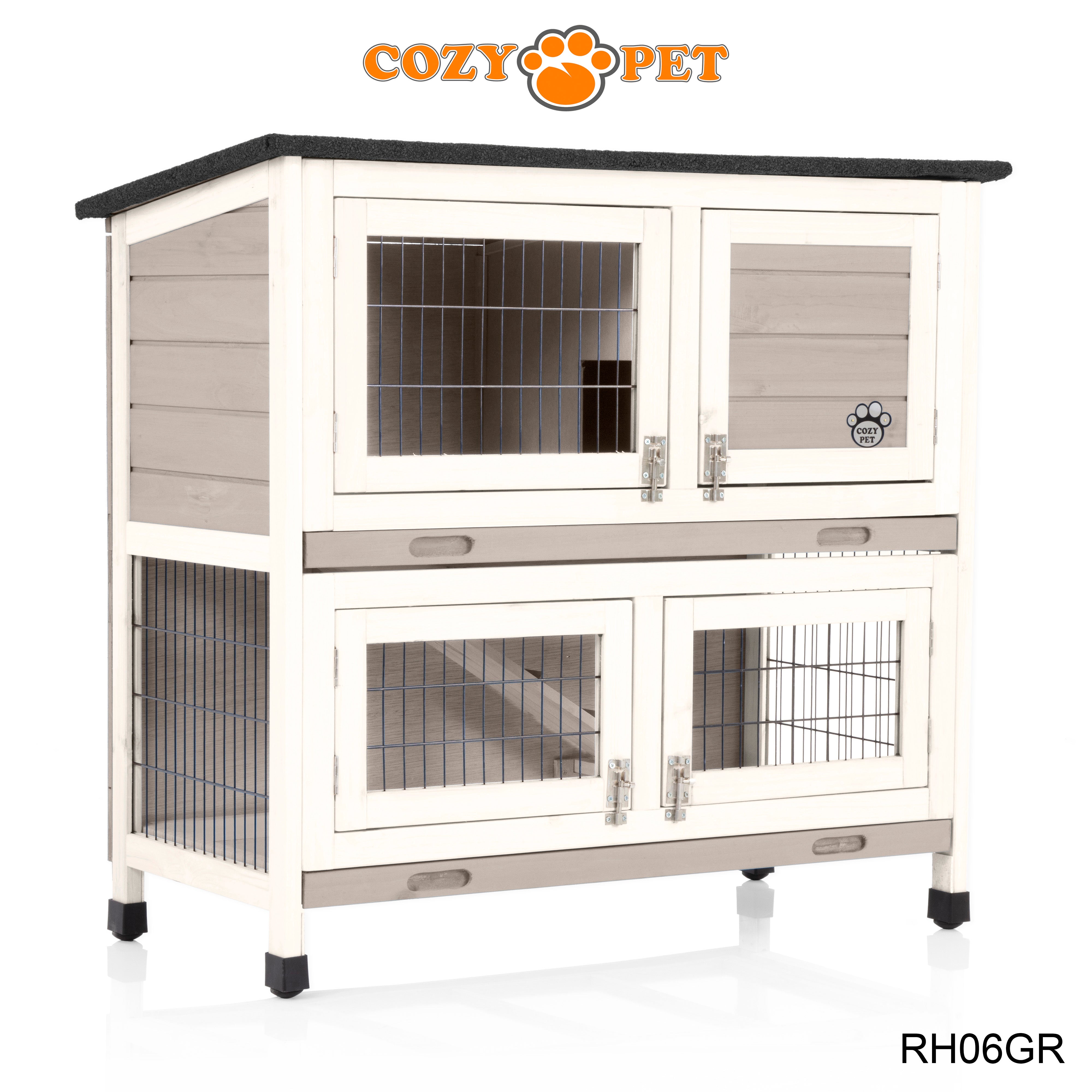 Rabbit Hutch 3ft - Grey and White - RH06GR