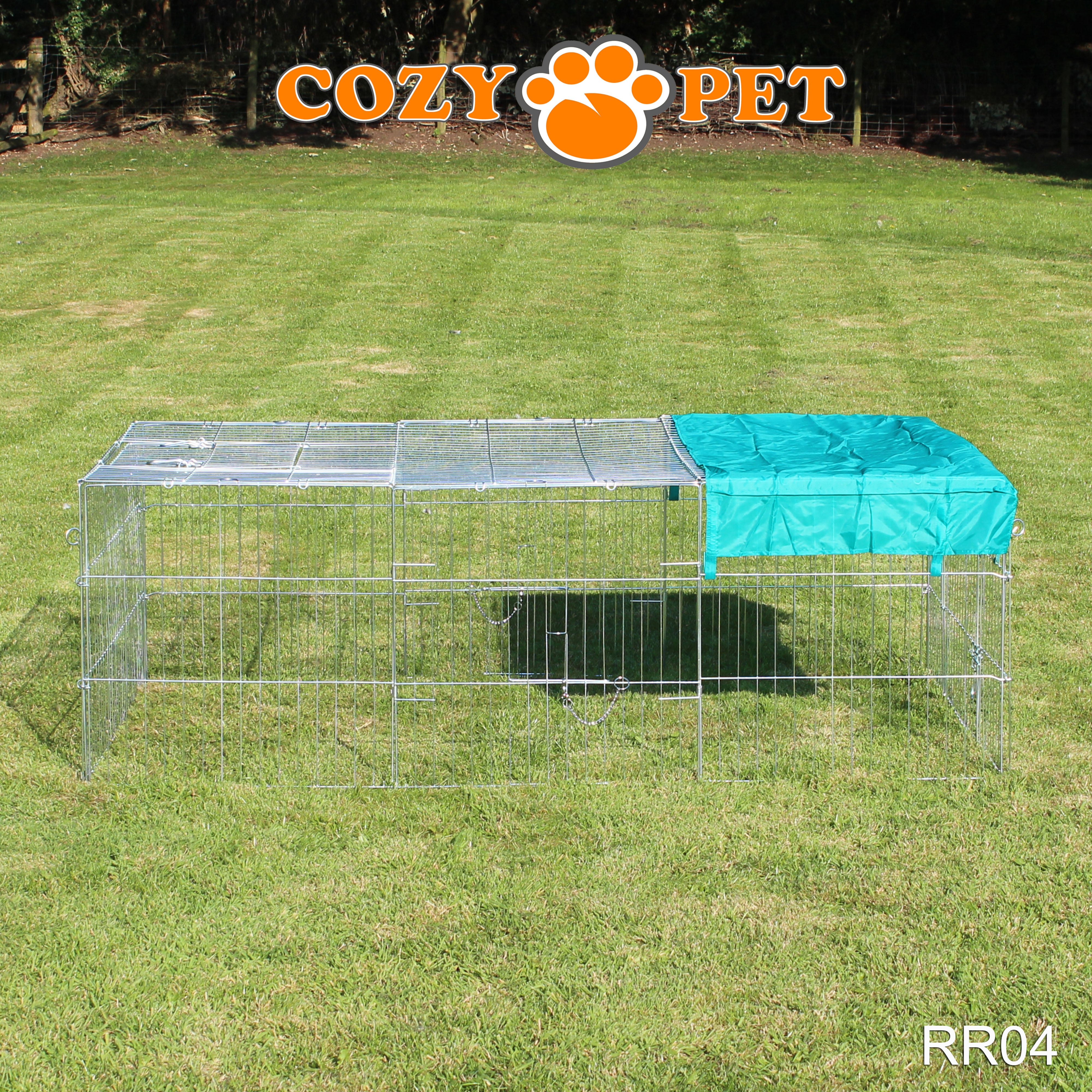 Rabbit Run Galvanised 1.8m Long Rectangular with Sunshade - RR04