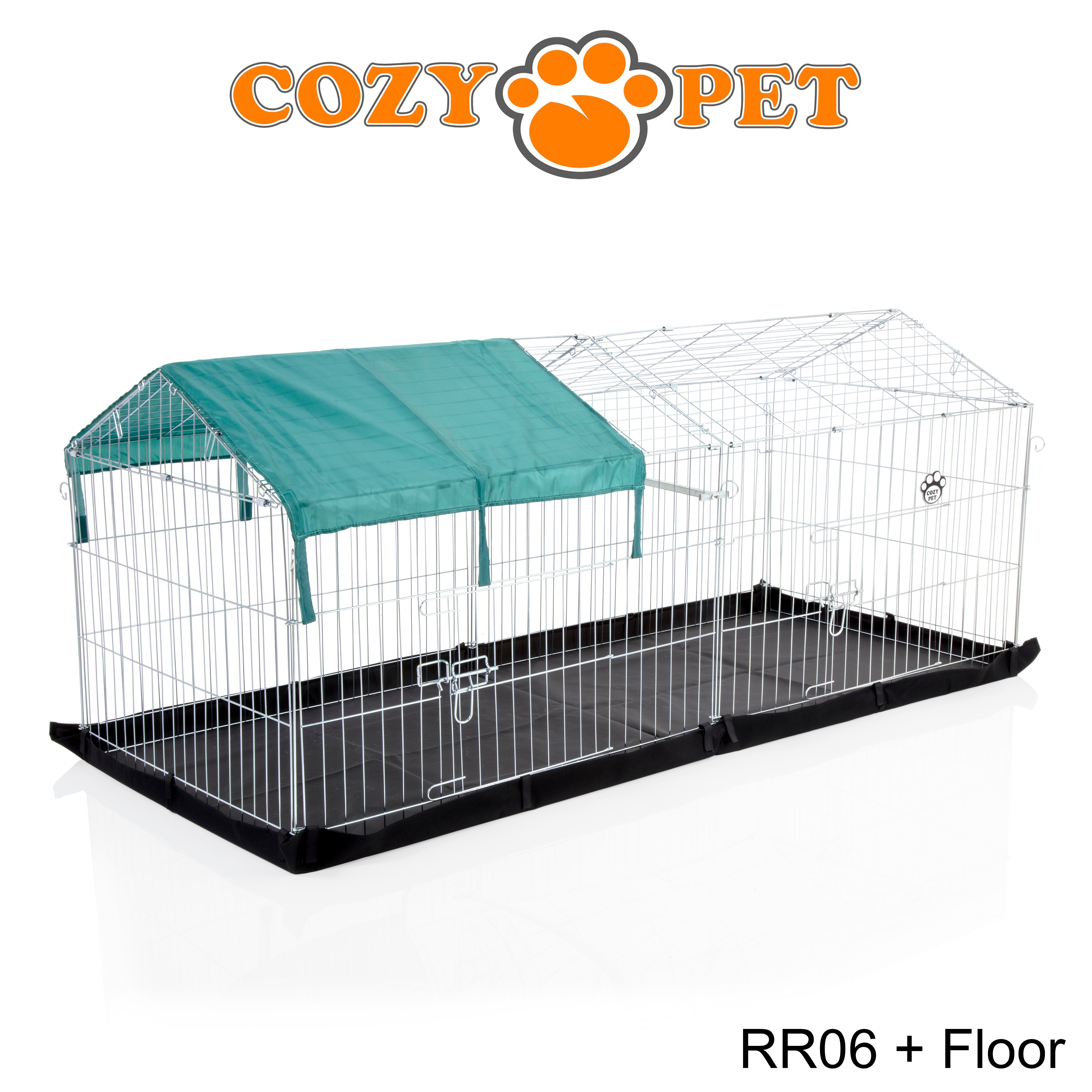 Rectangular Rabbit Run with Pitched Roof, Sunshade and Floor RR06 + Floor