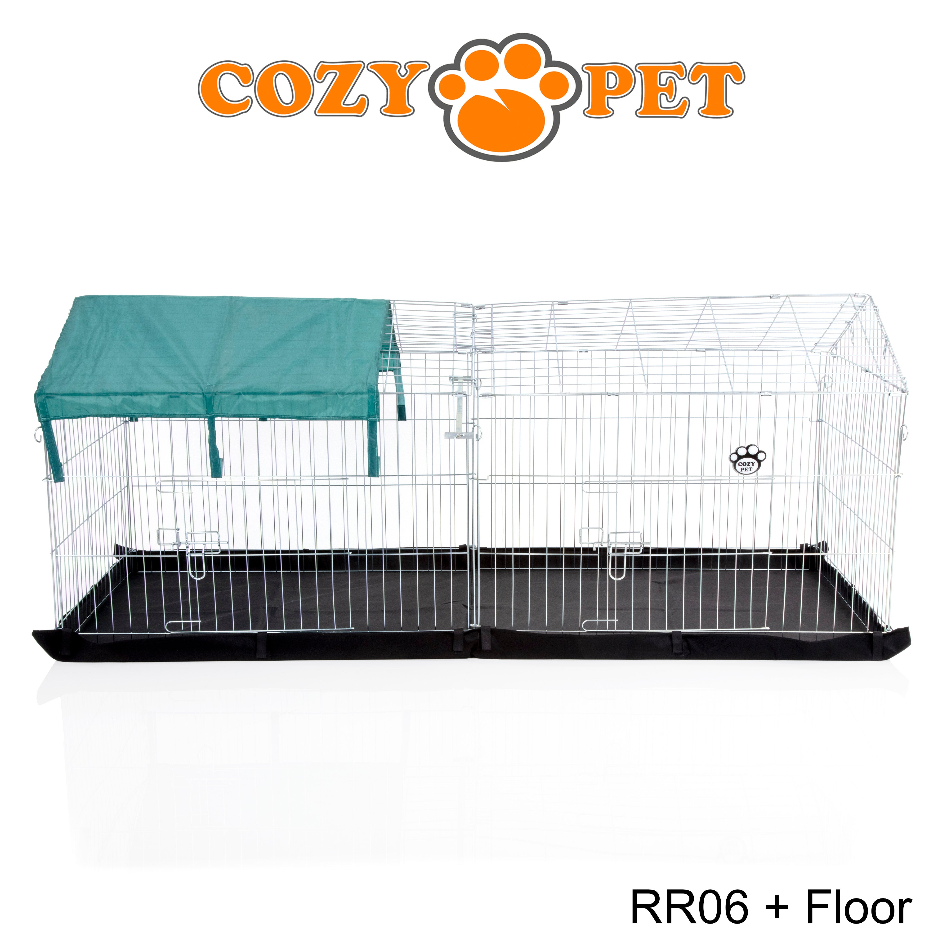 Rectangular Rabbit Run with Pitched Roof, Sunshade and Floor RR06 + Floor