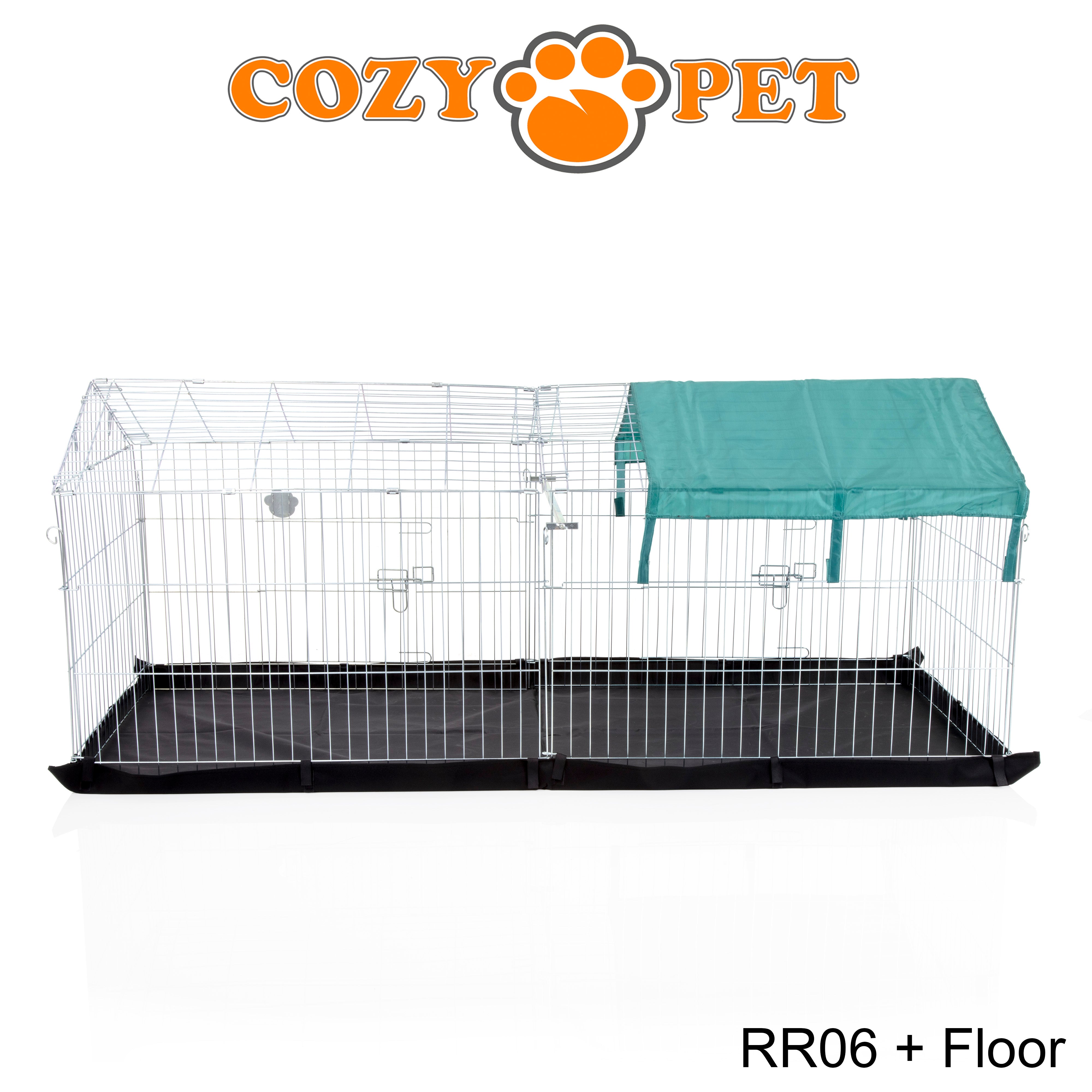 Rectangular Rabbit Run with Pitched Roof, Sunshade and Floor RR06 + Floor