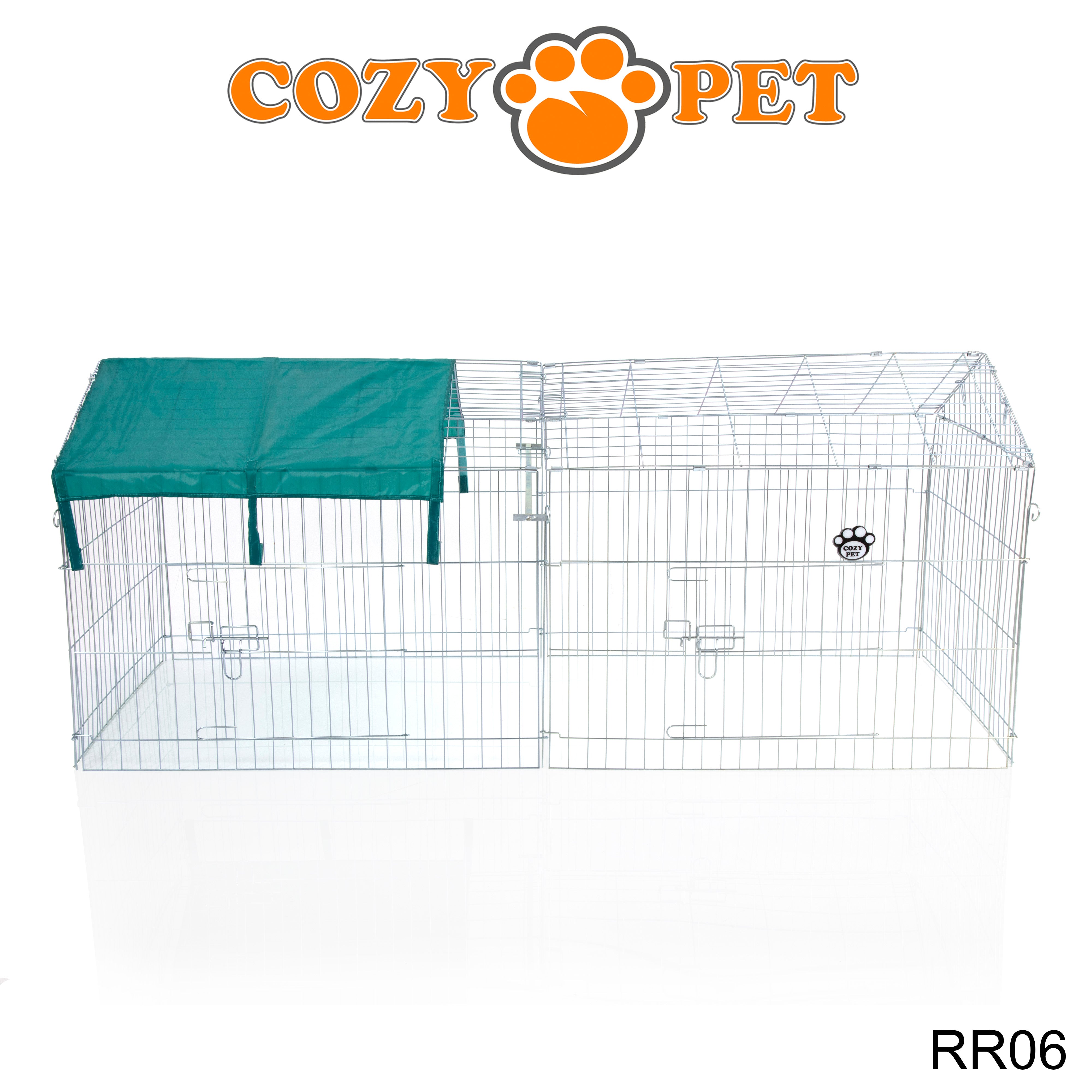 Rectangular Rabbit Run with Pitched Roof and Sunshade RR06