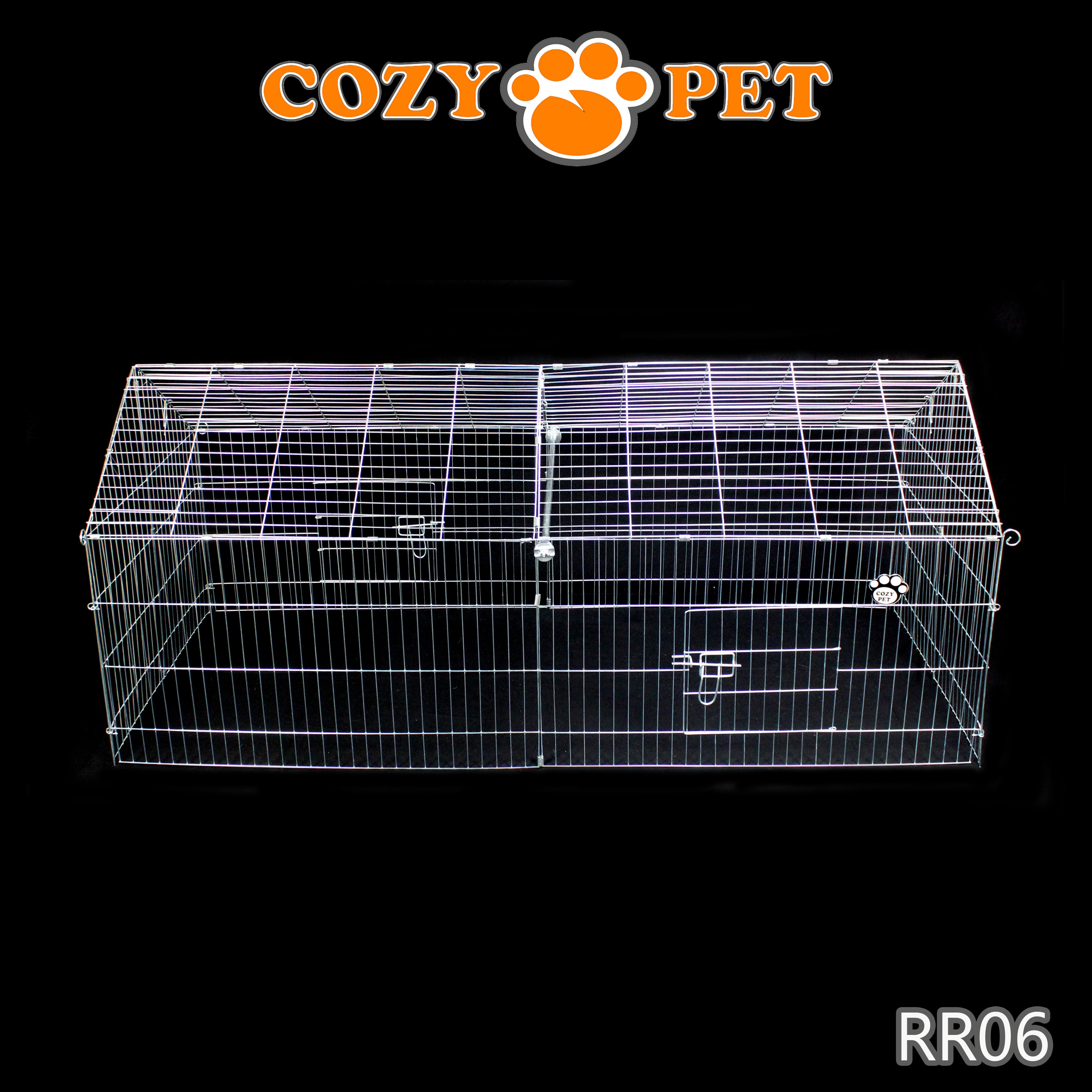 Rectangular Rabbit Run with Pitched Roof and Sunshade RR06