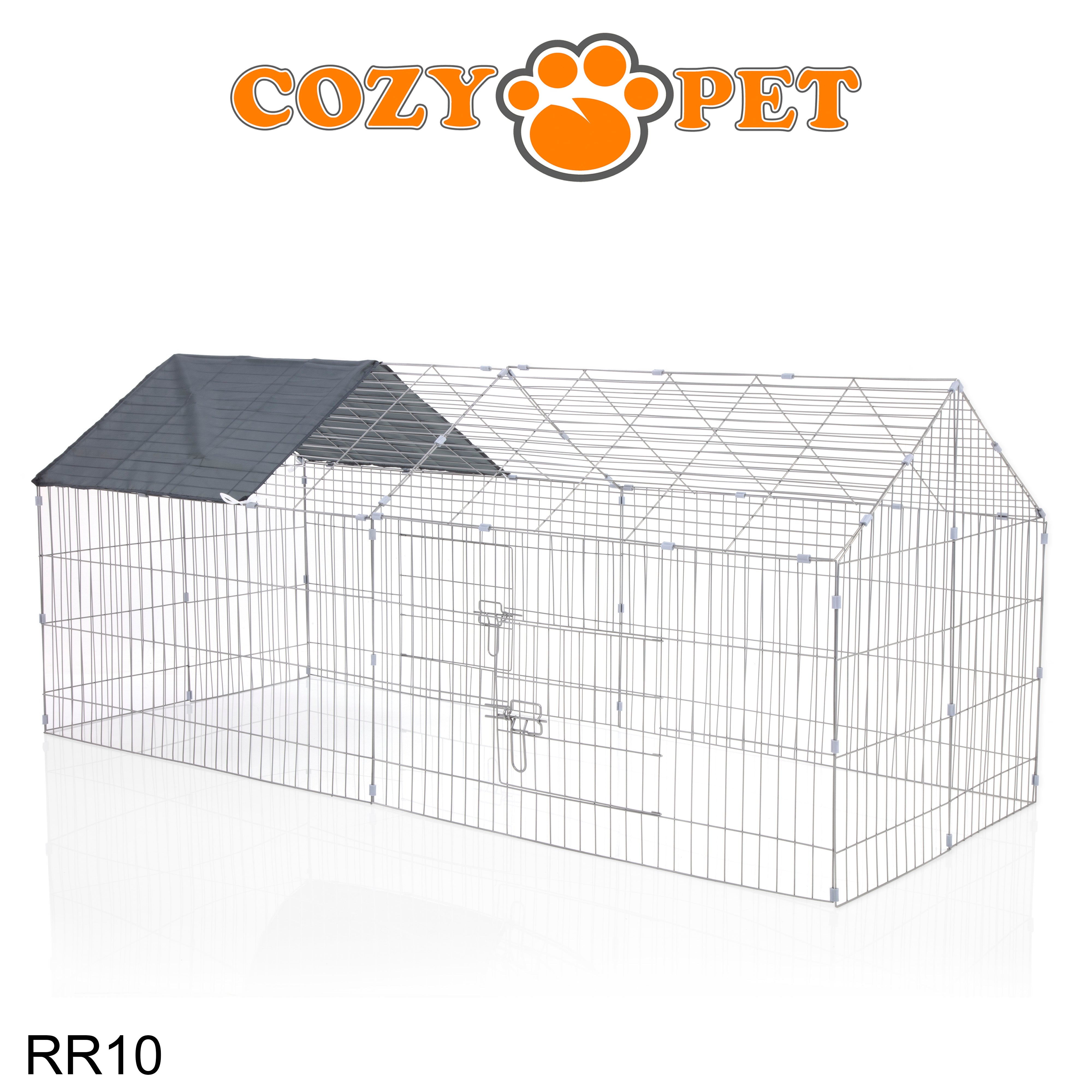 Rectangular Rabbit Run with Pitched Roof and Sunshade Model RR10