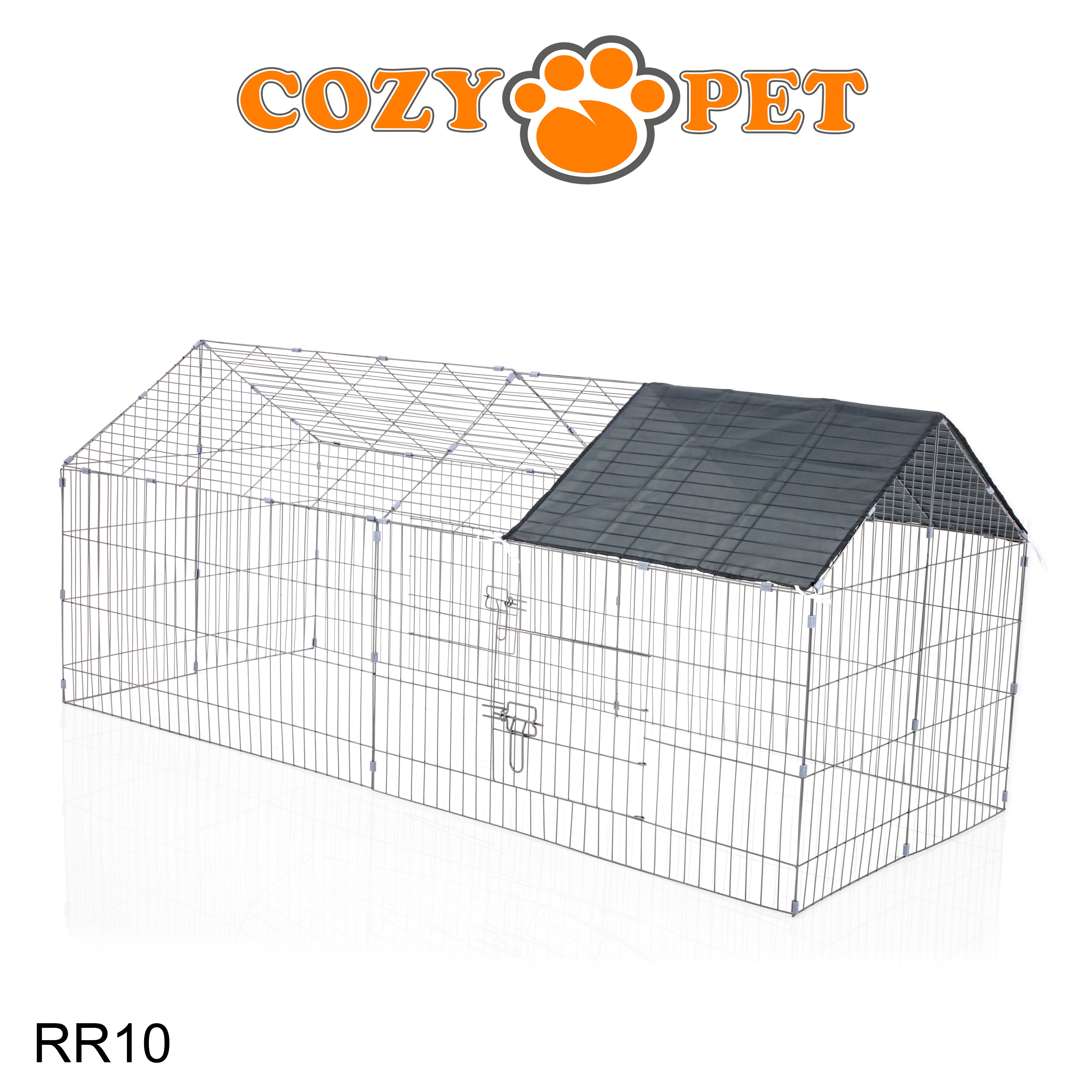 Rectangular Rabbit Run with Pitched Roof and Sunshade Model RR10