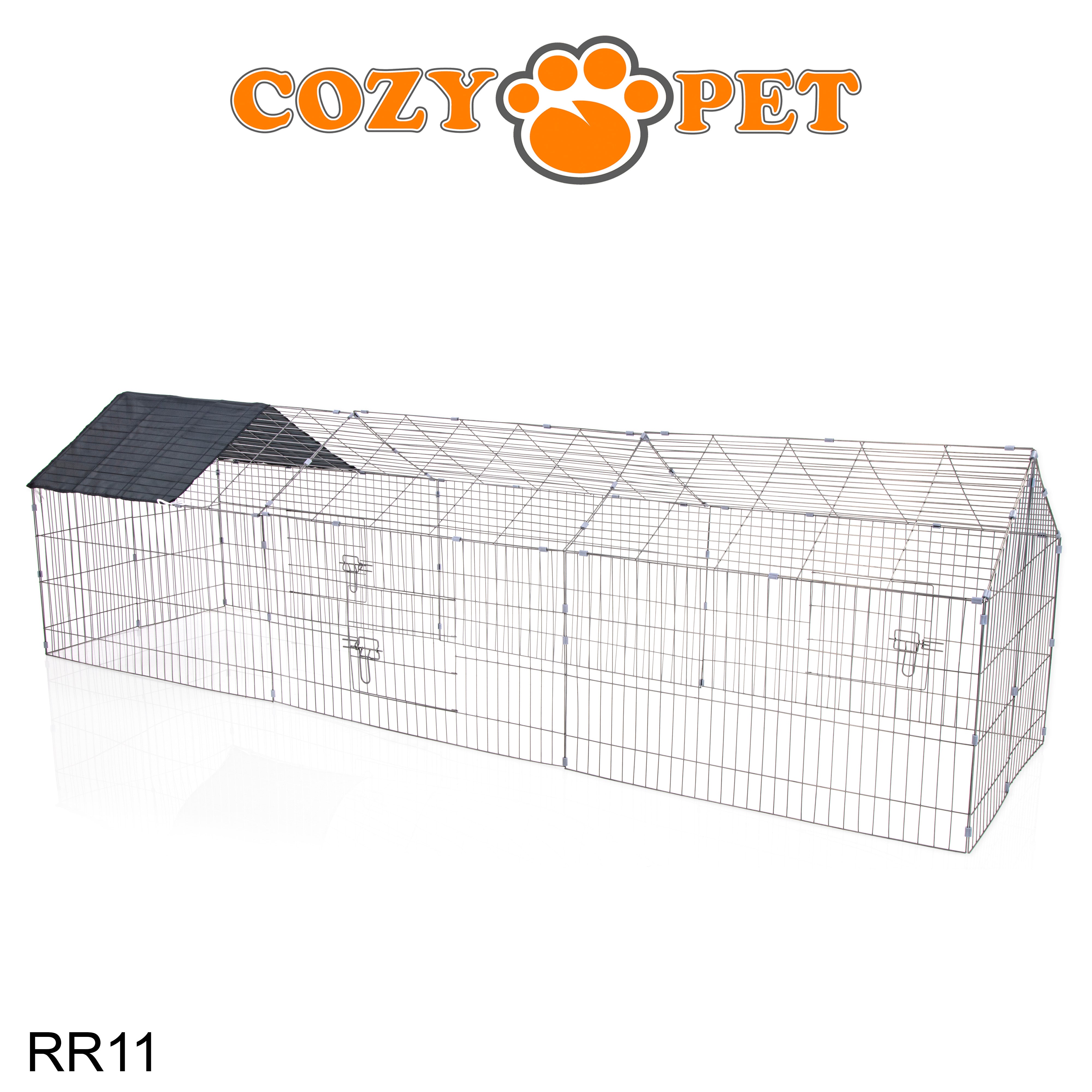 Rectangular Rabbit Run with Pitched Roof and Sunshade NEW Extended Model RR11