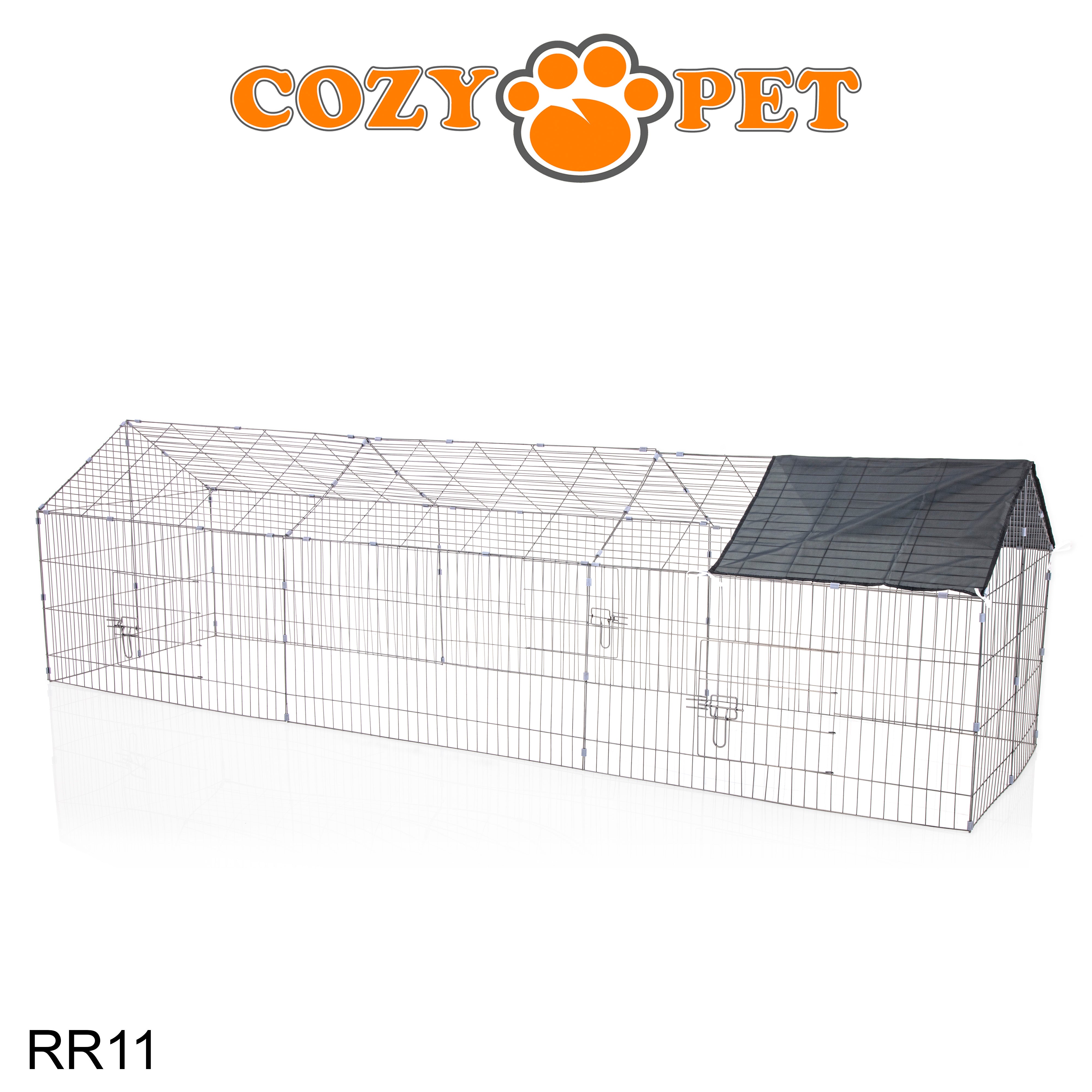 Rectangular Rabbit Run with Pitched Roof and Sunshade NEW Extended Model RR11