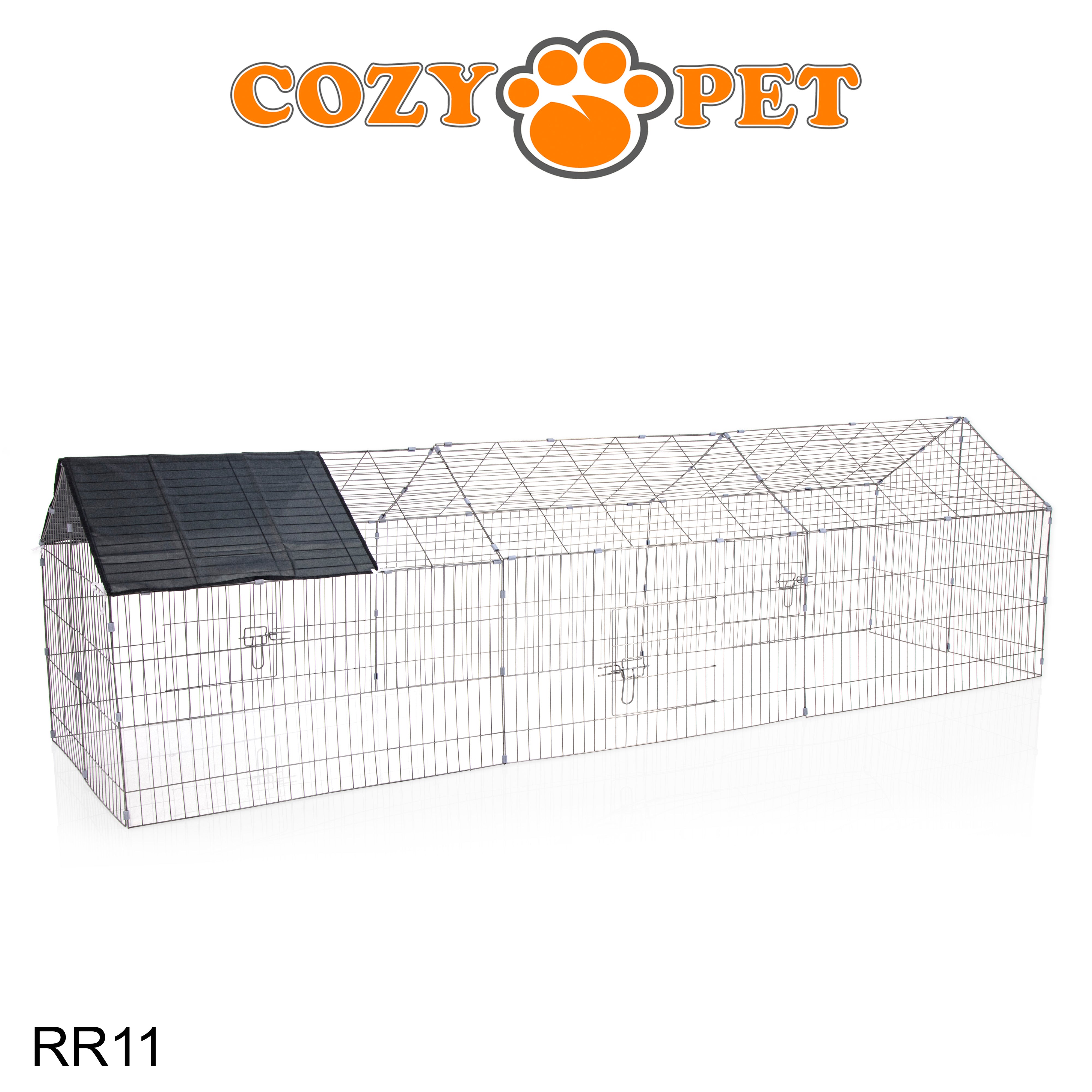 Rectangular Rabbit Run with Pitched Roof and Sunshade NEW Extended Model RR11