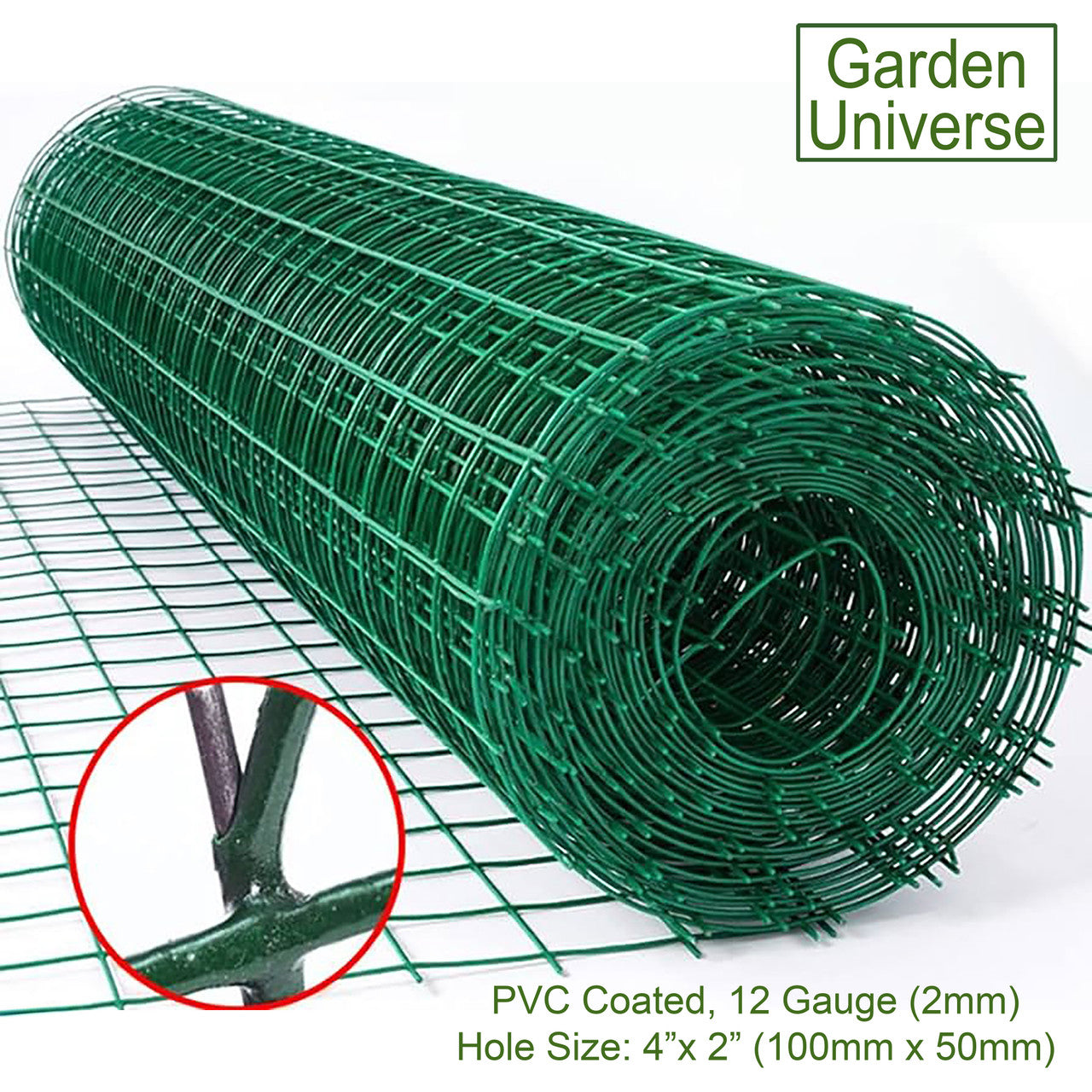 PVC Coated Wire Green W 100cm x L 10m Fence Mesh Fencing W02-5