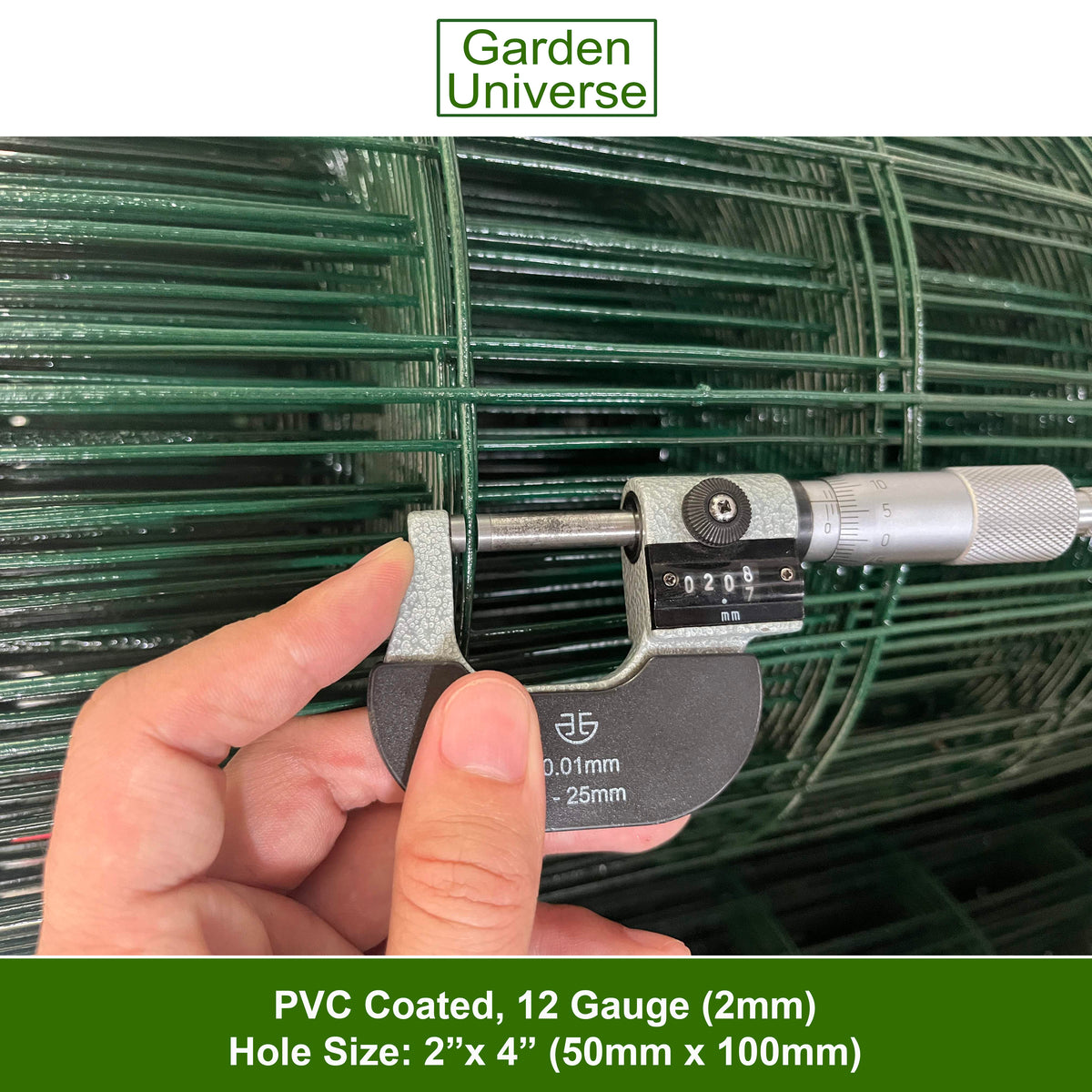 PVC Coated Wire Green W 100cm x L 25m Fence Mesh Fencing Hole Size 5 x 10cm W02-10