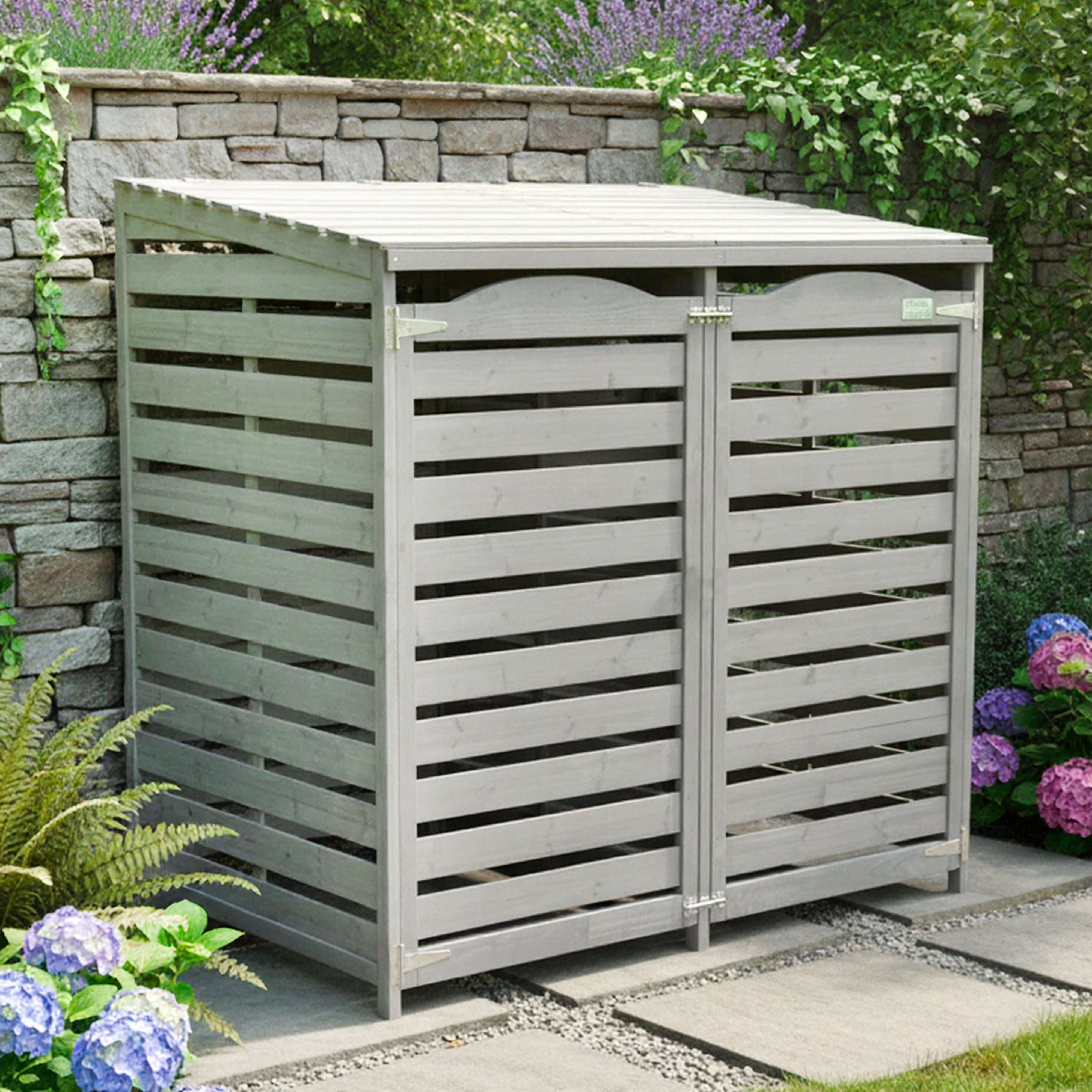 Wheelie Bin Storage Unit Double Outdoor Storage In Grey WBS01-GREY