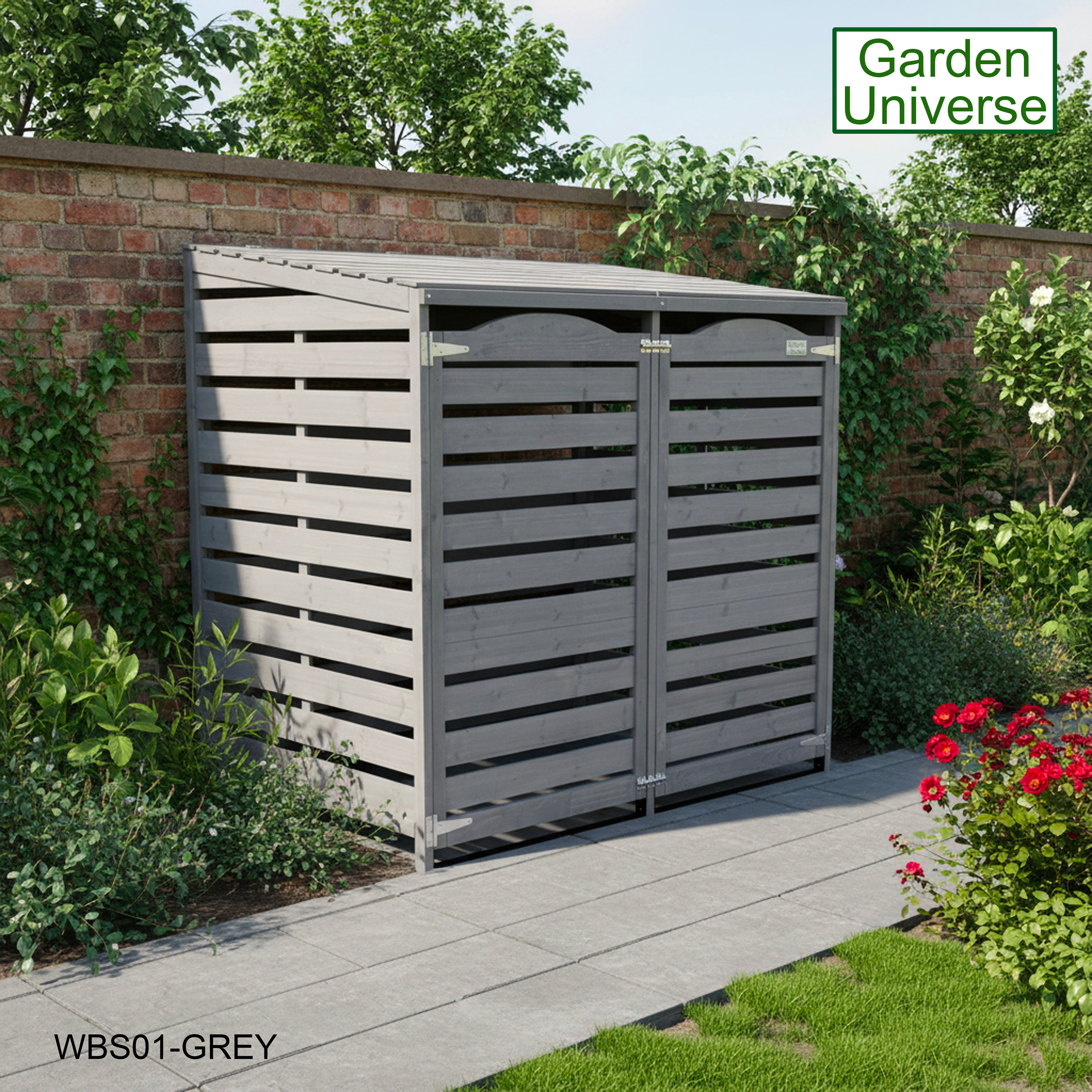 Wheelie Bin Storage Unit Double Outdoor Storage In Grey WBS01-GREY